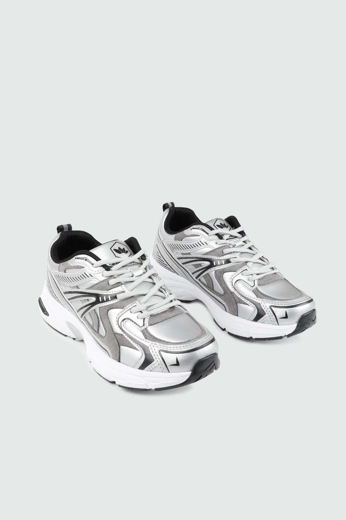 Yüksek Tabanlı Rahat Nefes Alır Gümüş Kadın Spor Ayakkabı FLET 359 CİLT KADIN 25K Kadın Günlük Spor Ayakkabı FLET FLET 359 CİLT KADIN 25K