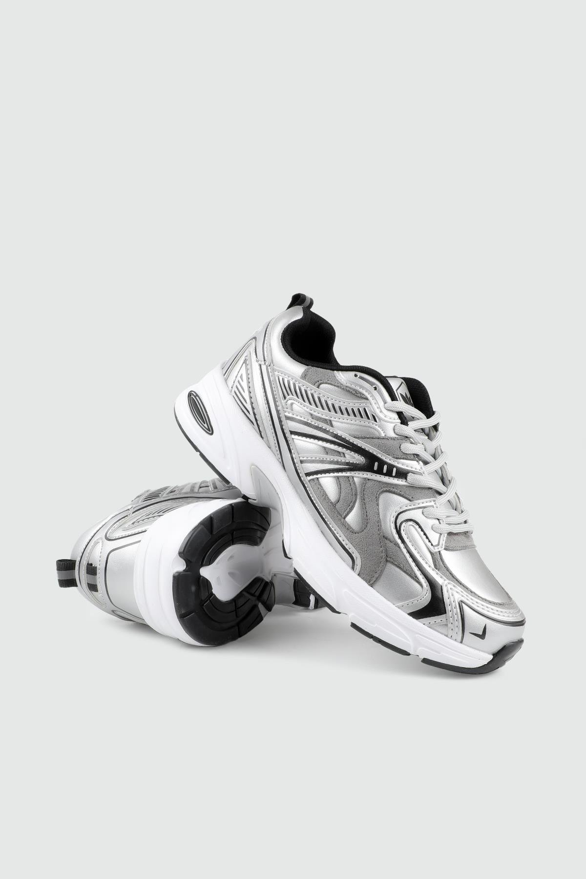 Yüksek Tabanlı Rahat Nefes Alır Gümüş Kadın Spor Ayakkabı FLET 359 CİLT KADIN 25K Kadın Günlük Spor Ayakkabı FLET FLET 359 CİLT KADIN 25K