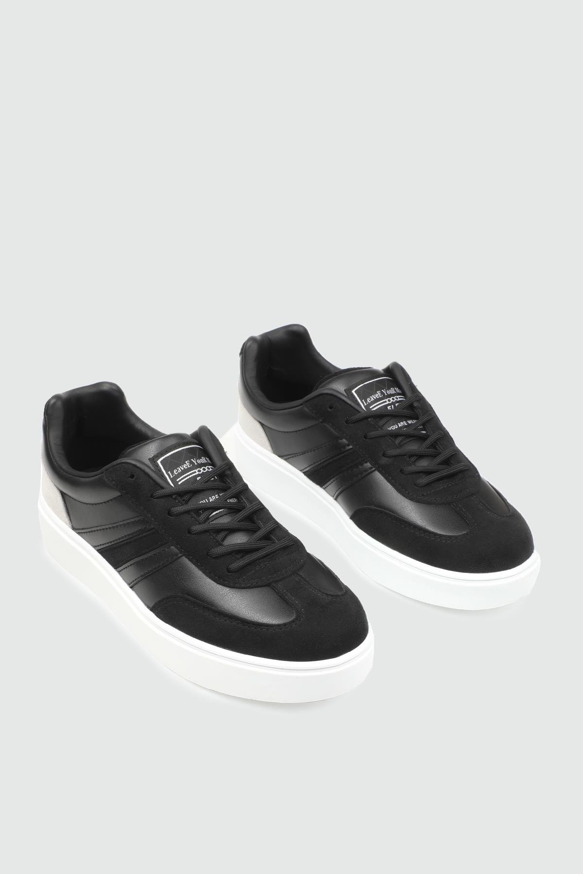 Yüksek Tabanlı Rahat Nefes Alır Siyah Beyaz Kadın Spor Ayakkabı 110 Kadın Günlük Spor Ayakkabı FLET FLET 357 CİLT KADIN 25K