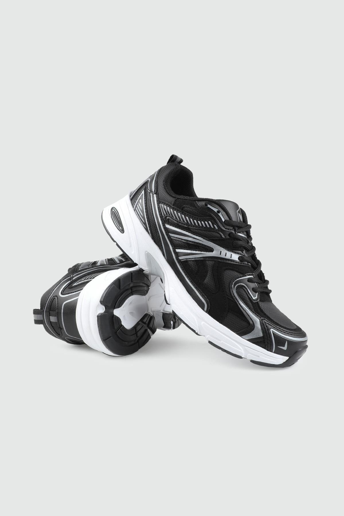 Yüksek Tabanlı Rahat Nefes Alır Siyah Beyaz Kadın Spor Ayakkabı FLET 359 CİLT KADIN 25K Kadın Günlük Spor Ayakkabı FLET FLET 359 CİLT KADIN 25K