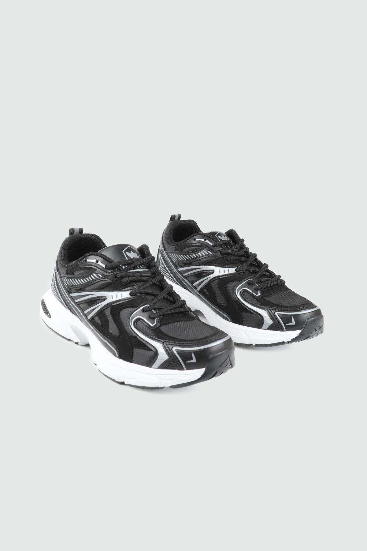 Yüksek Tabanlı Rahat Nefes Alır Siyah Beyaz Kadın Spor Ayakkabı FLET 359 CİLT KADIN 25K Kadın Günlük Spor Ayakkabı FLET FLET 359 CİLT KADIN 25K