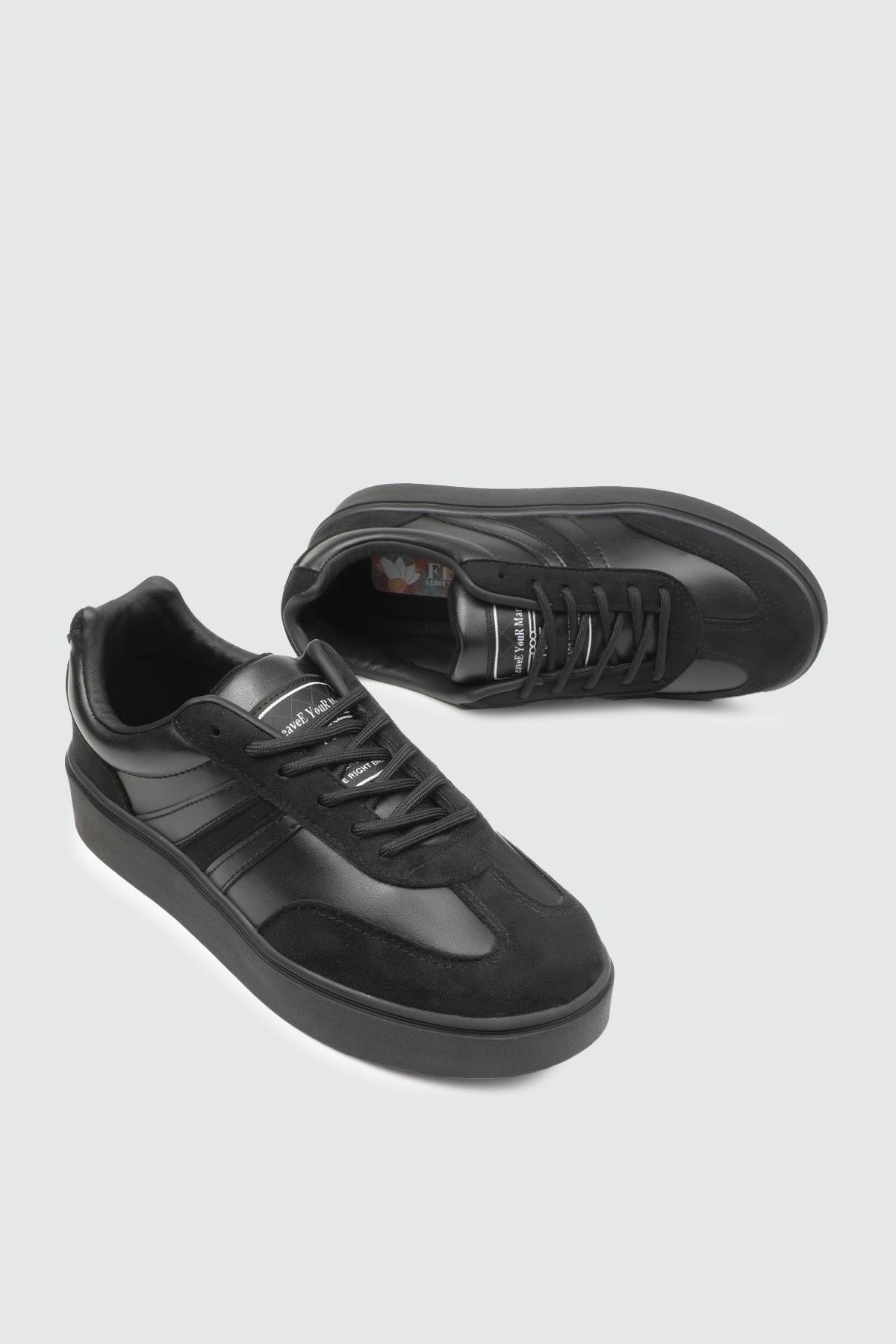 Yüksek Tabanlı Rahat Nefes Alır Siyah Siyah Kadın Spor Ayakkabı 110 Kadın Günlük Spor Ayakkabı FLET FLET 357 CİLT KADIN 25K