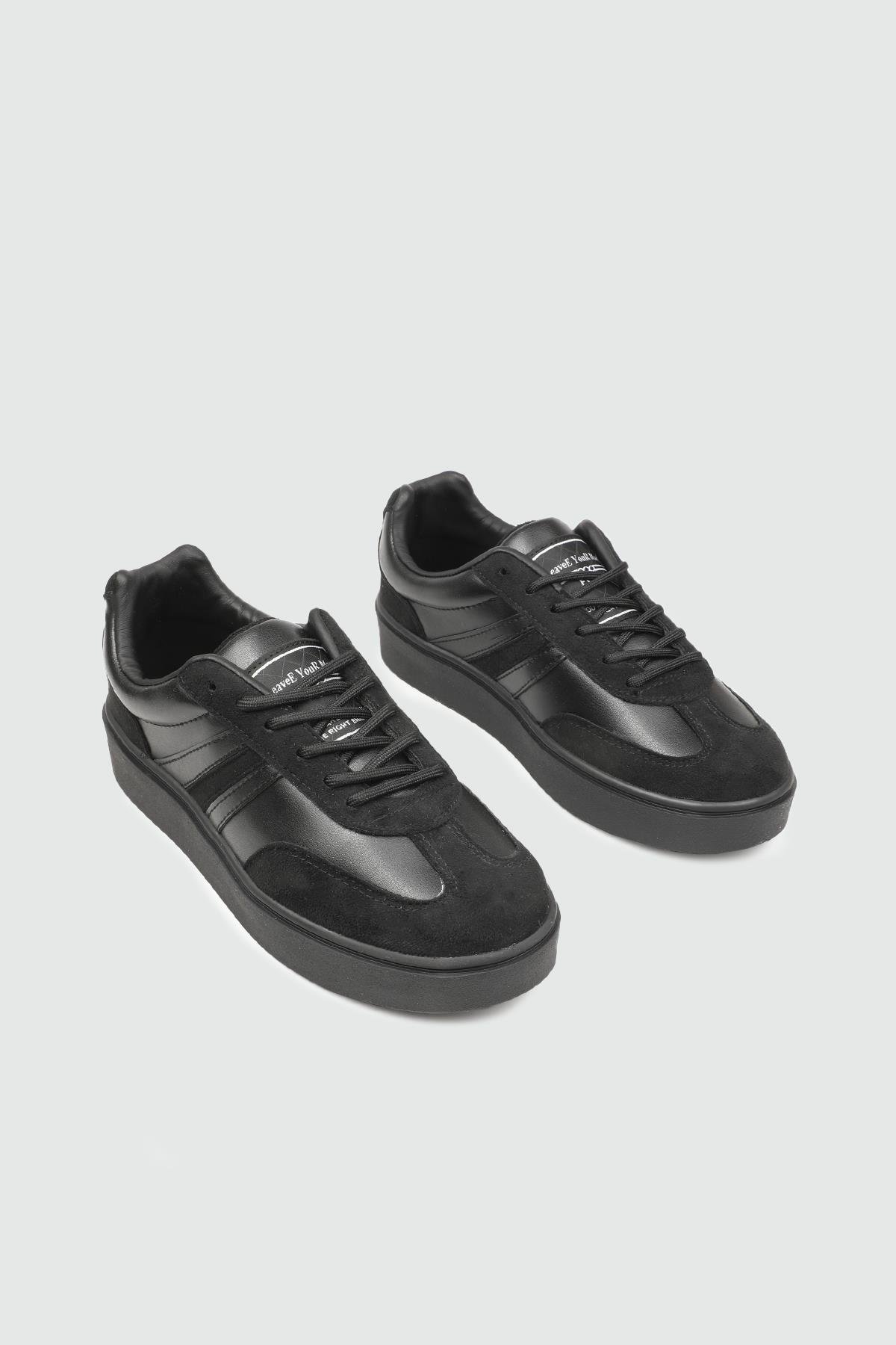 Yüksek Tabanlı Rahat Nefes Alır Siyah Siyah Kadın Spor Ayakkabı 110 Kadın Günlük Spor Ayakkabı FLET FLET 357 CİLT KADIN 25K