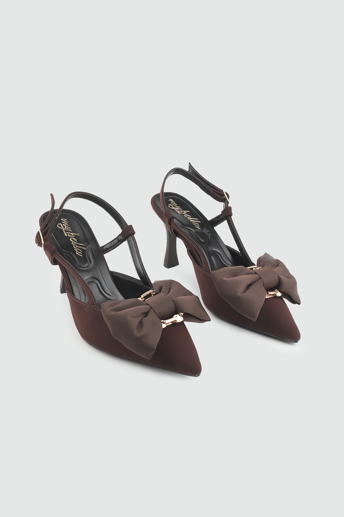 Yüksek Topuklu Arkası Açık Ayakkabı Kahve Saten Kadın Ayakkabı My Bella SP-3628 Kadın Yüksek Topuklu MyBella My Bella 26Y SP-3628