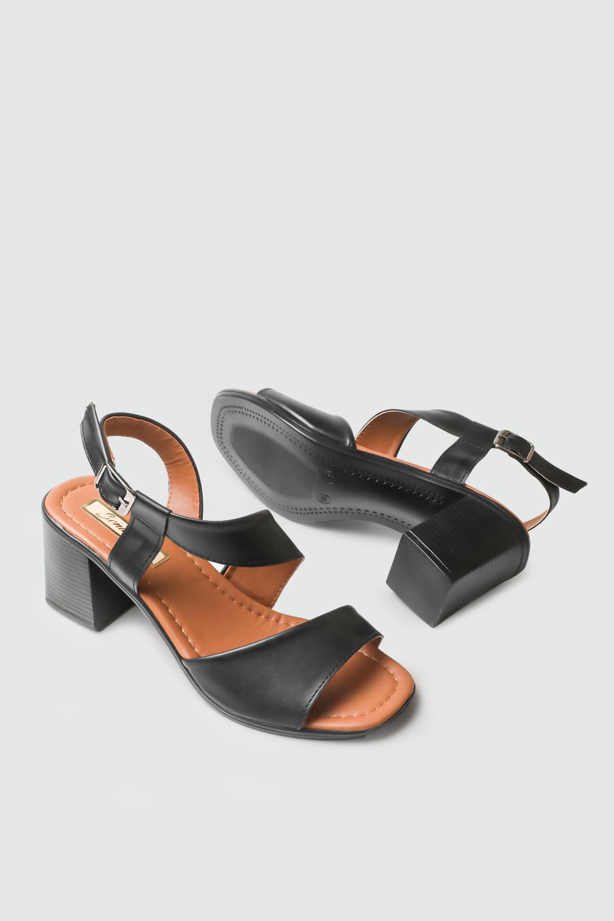 Yüksek Topuklu Arkası Açık Siyah Sandalet SN-S100 Kadın Topkulu Sandalet MyBella My Bella SN-S100 Kadın 25Y