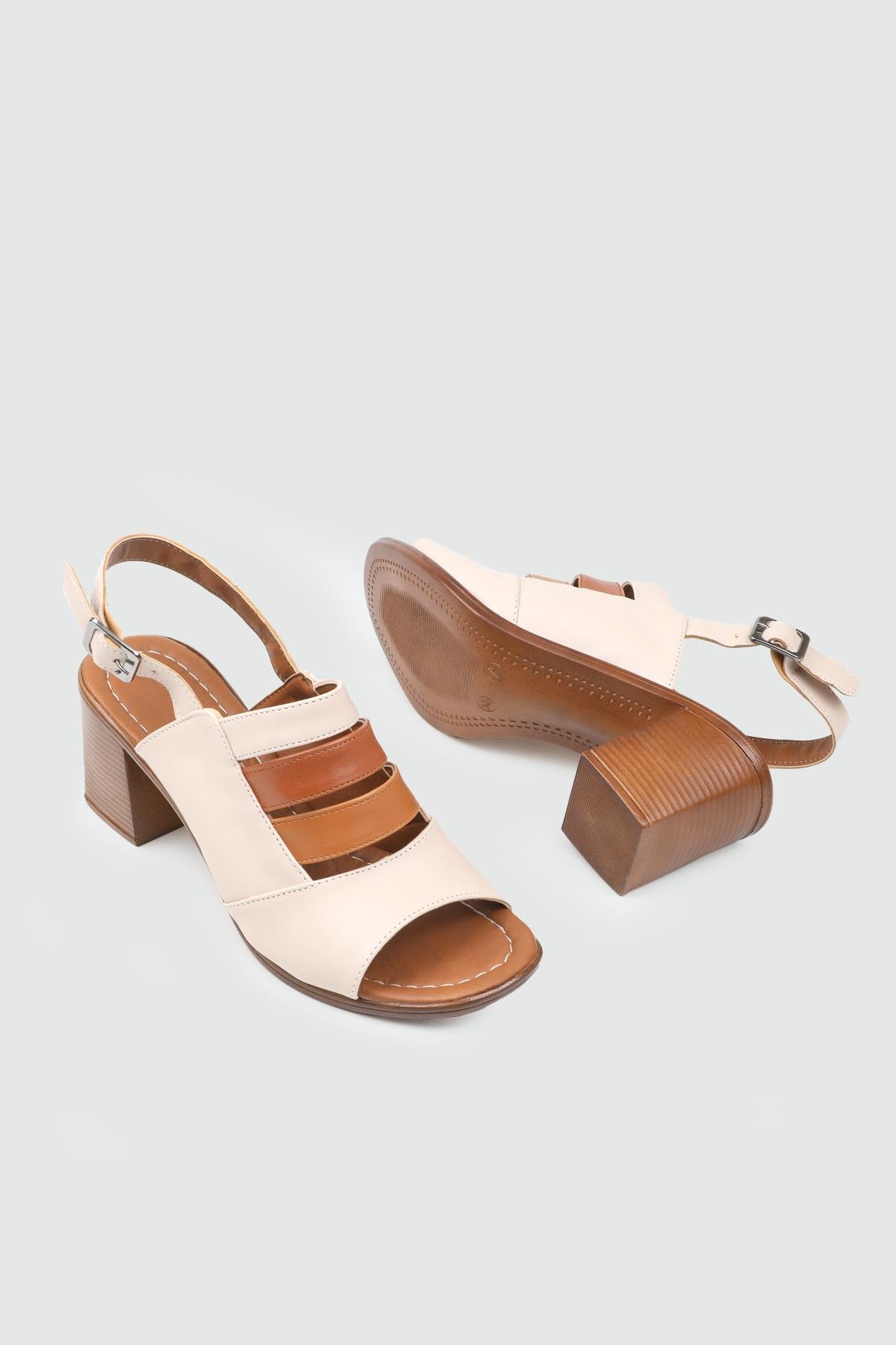 Yüksek Topuklu Arkası Açık Ten Taba Camel Kadın Sandalet FRZ-1704 Kadın Yüksek Topuklu FREEZEN MY BELLA FRZ-1704 Kadın 25Y