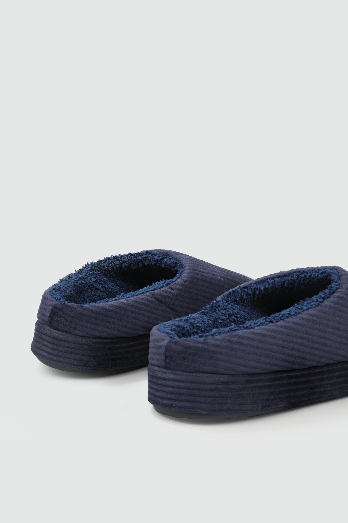 Yumuşak Peluş Ev İçi Lacivert Erkek Terlik FİTİLLİ Erkek Terlik Beınsteps Beinsteps ENS Fitilli 22k