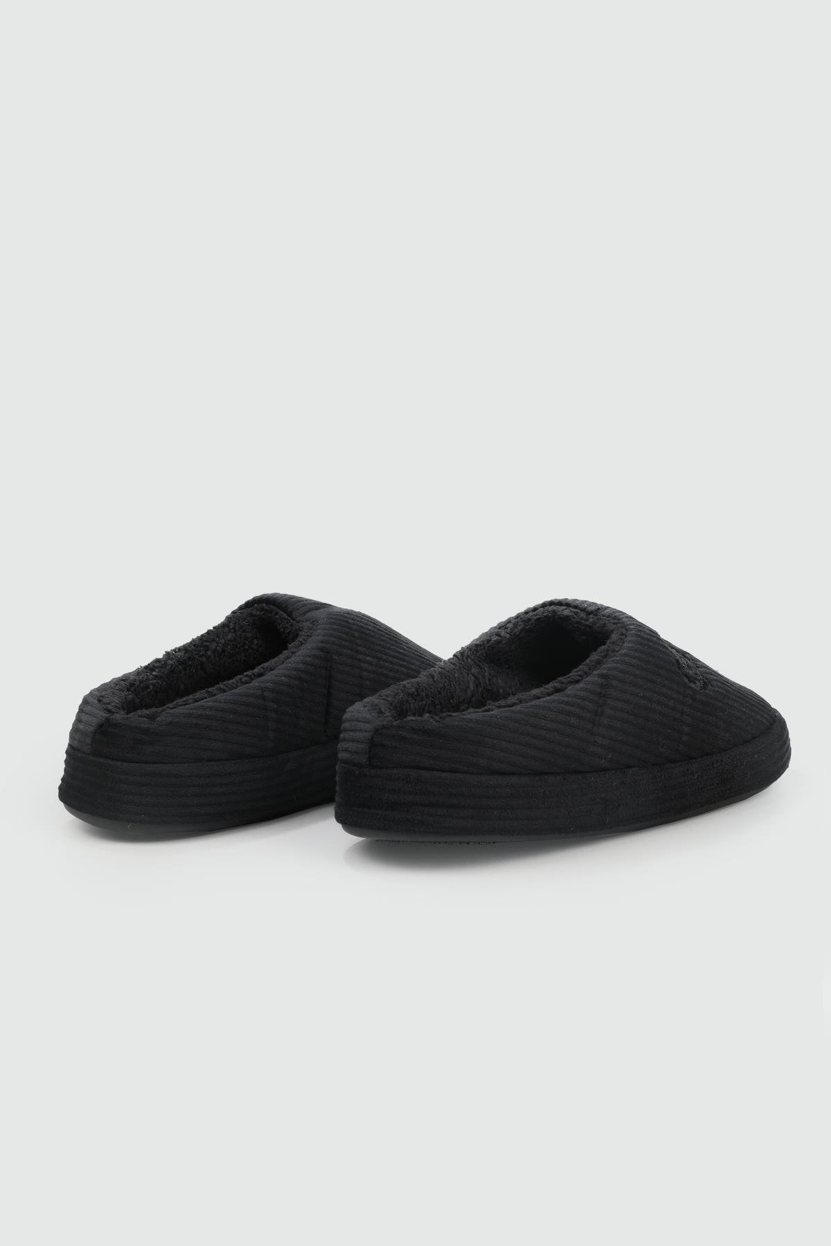 Yumuşak Peluş Ev İçi Siyah Erkek Terlik FİTİLLİ Erkek Terlik Beınsteps Beinsteps ENS Fitilli 22k