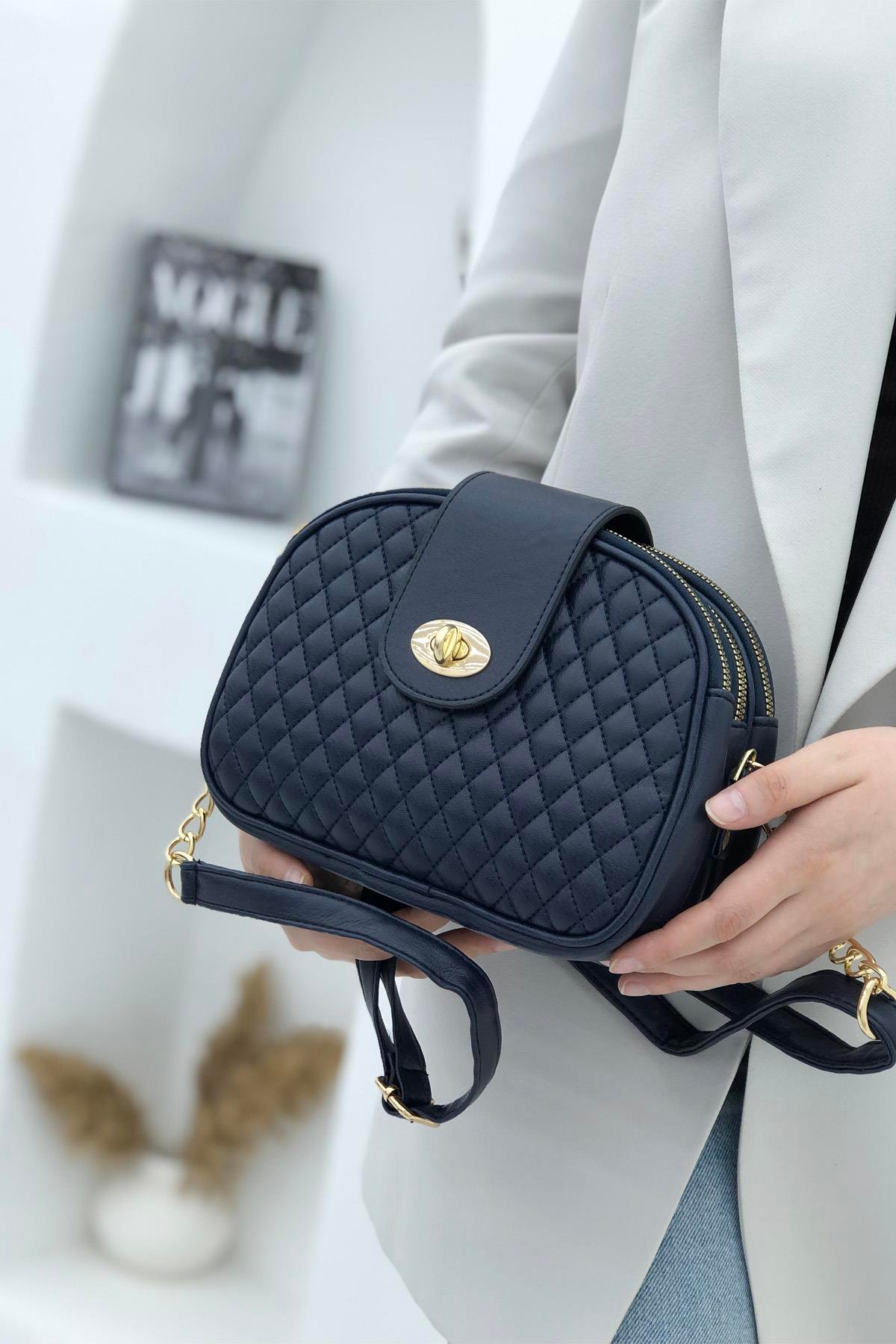 Zincir Askılı Sıyah Kadın Çanta 1238 Omuz Çantası Varona 196307889