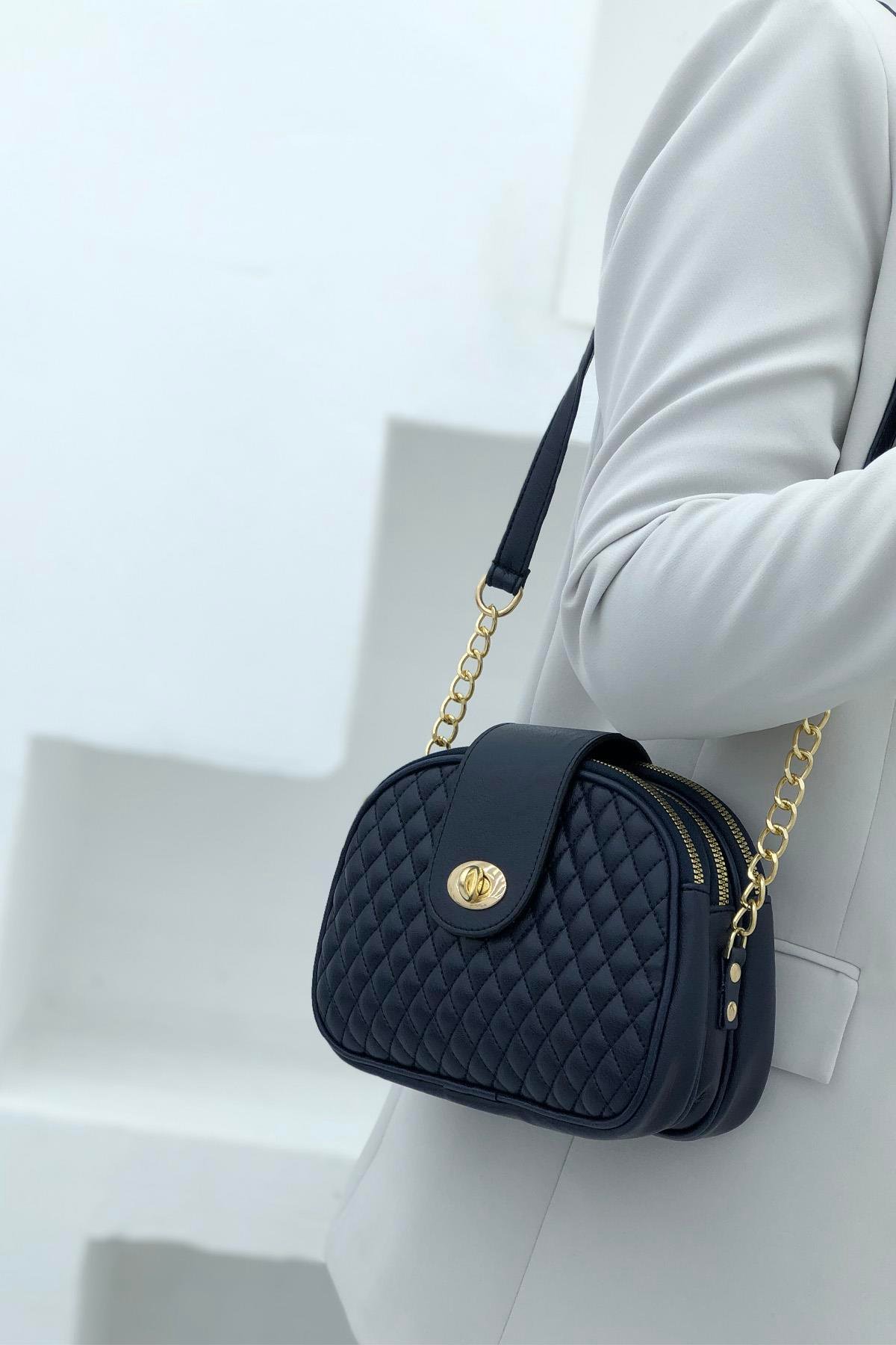 Zincir Askılı Sıyah Kadın Çanta 1238 Omuz Çantası Varona 196307889