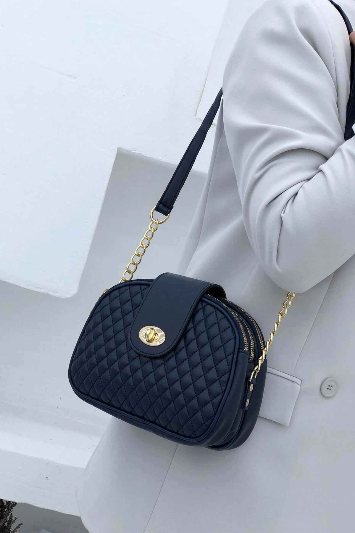 Zincir Askılı Sıyah Kadın Çanta 1238 Omuz Çantası Varona 196307889