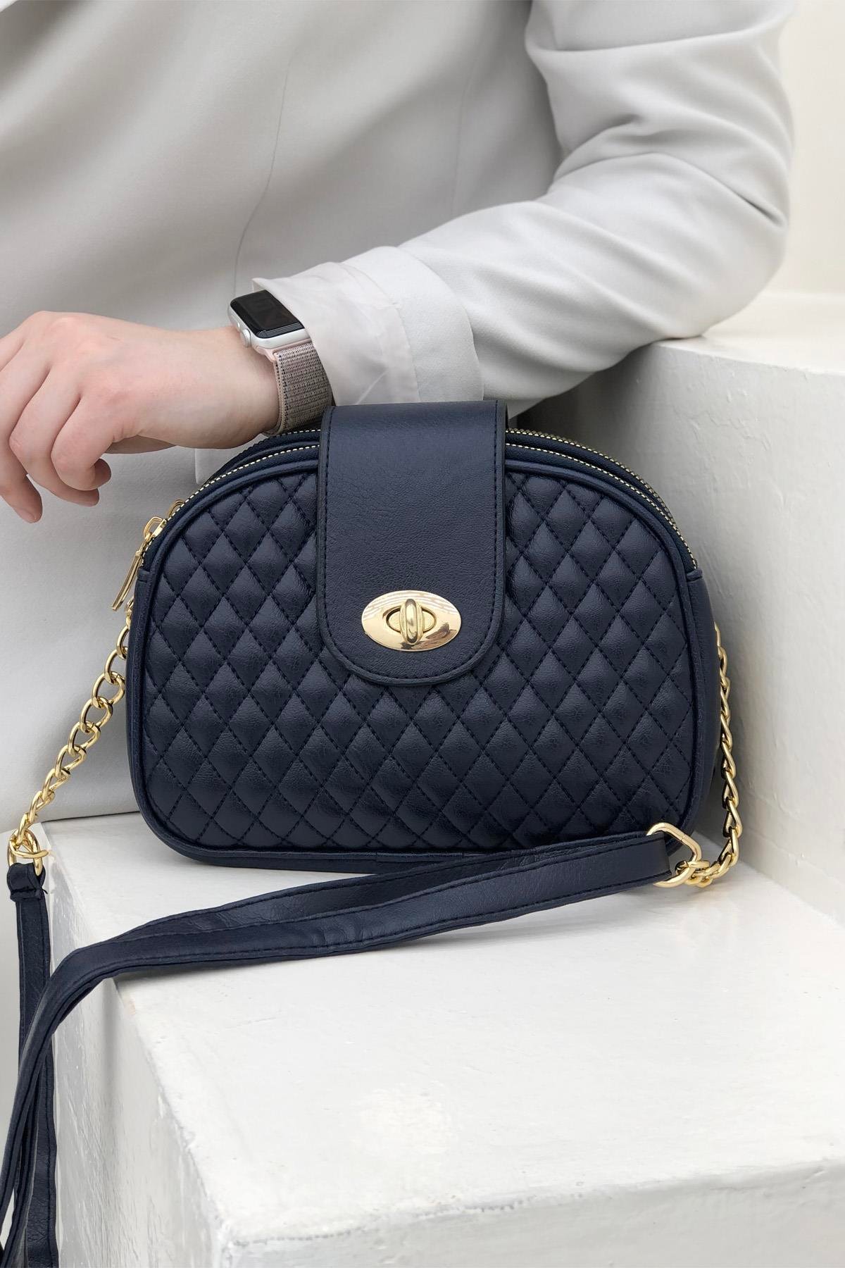 Zincir Askılı Sıyah Kadın Çanta 1238 Omuz Çantası Varona 196307889