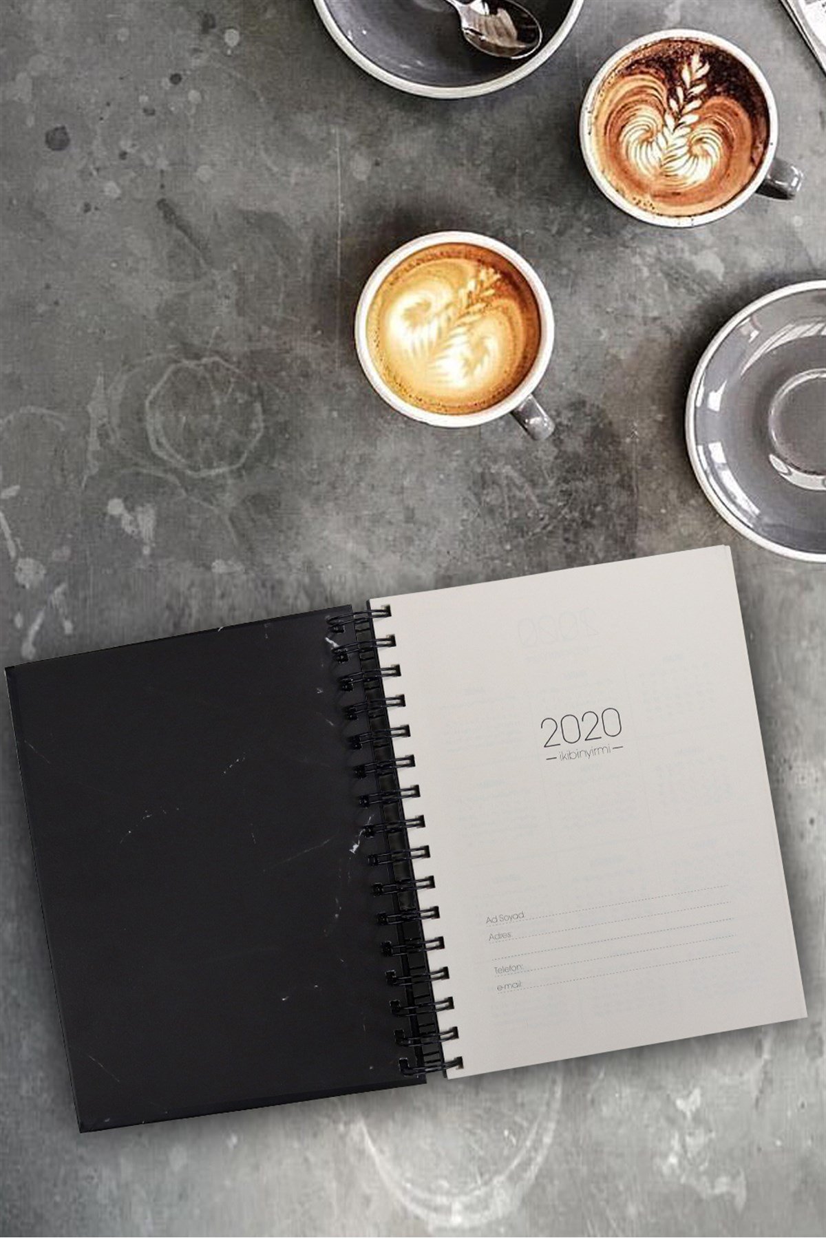 2020 Siyah mermer ajanda