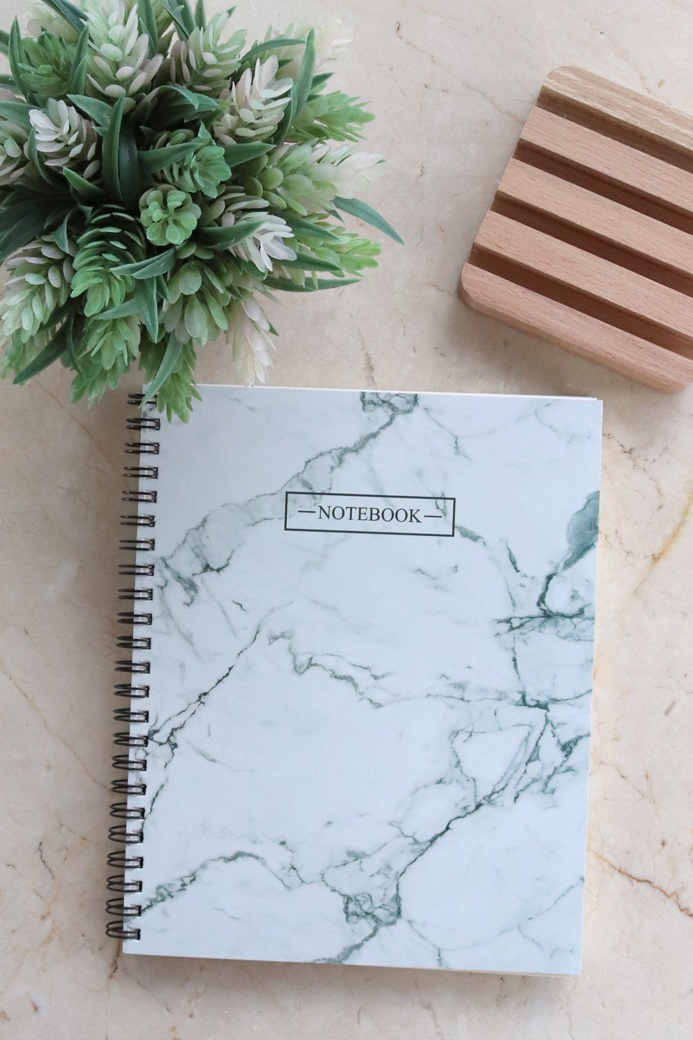 Beyaz Mermer Spiralli Defter