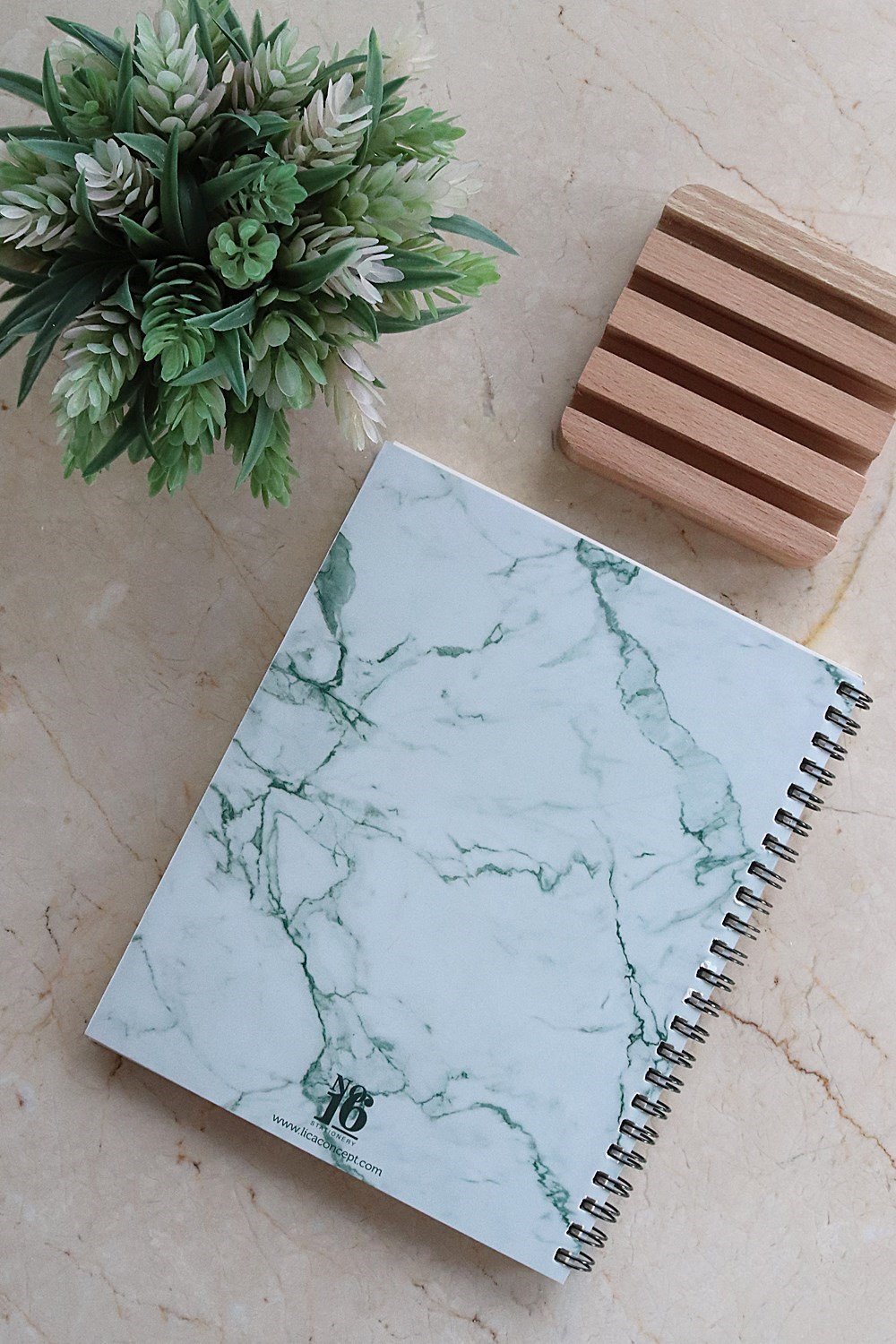 Beyaz Mermer Spiralli Defter