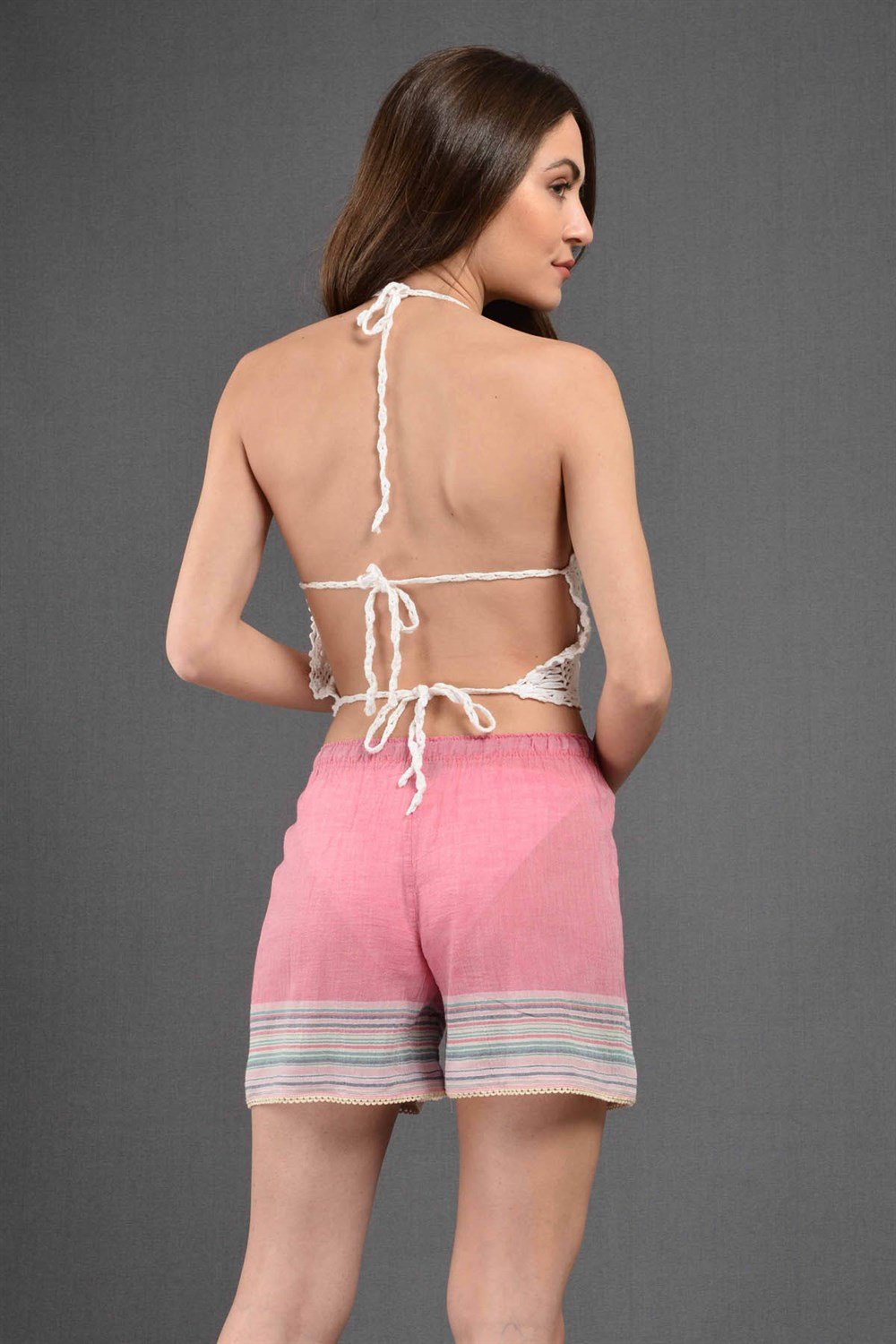 Şort- Kısa Pembe Plaj Şortu