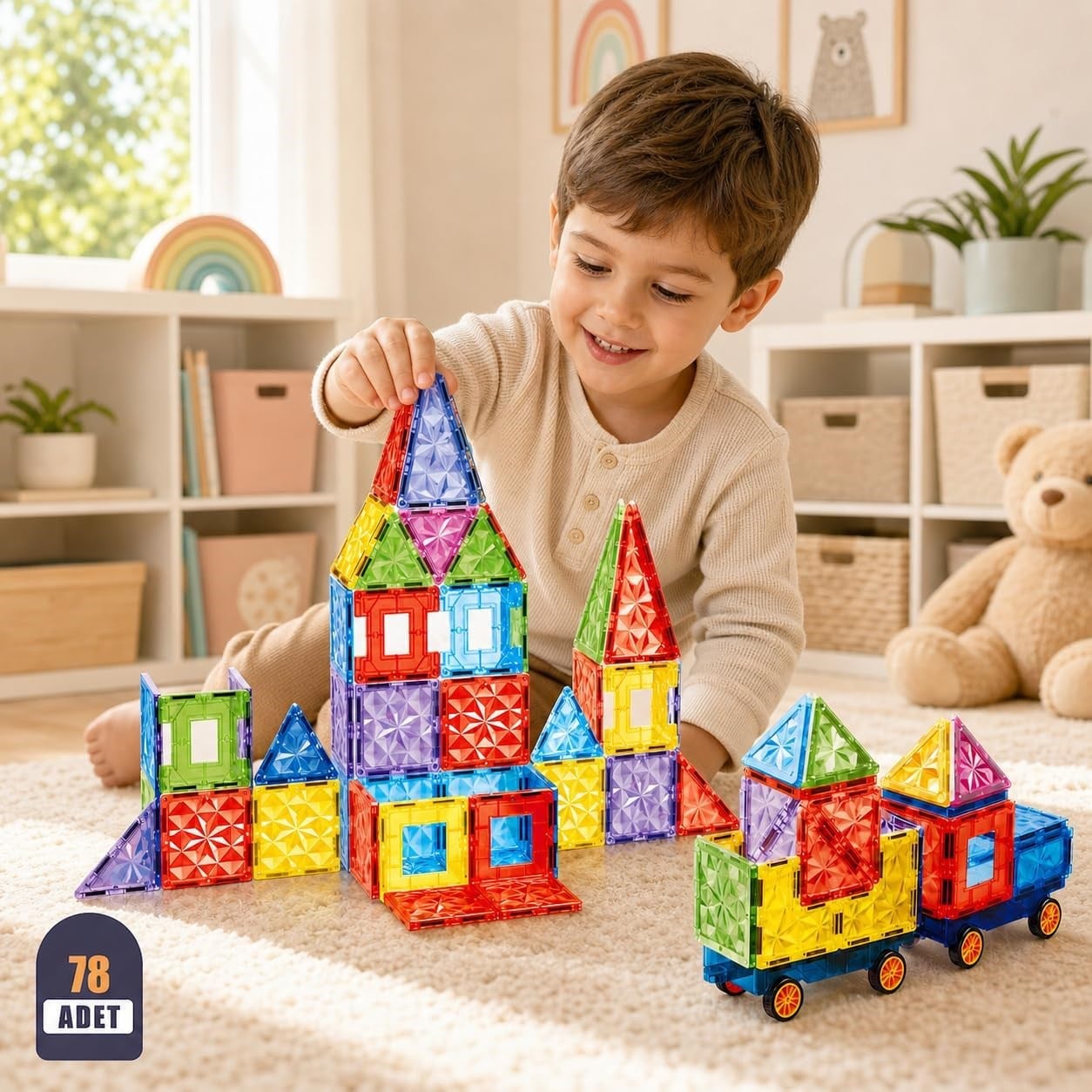 VARDEM 78 PARCA 7.5 CM MANYETIK YAPI BLOKLARI CPL101 Diğer VAR CPL101