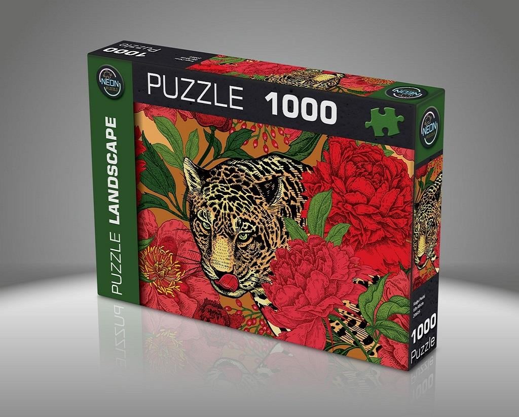 NEON PUZZLE GUL VE LEOPAR 1000 PARCA PUZZLE Diğer KS 20607