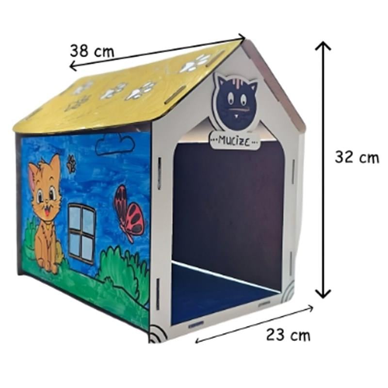 Ahşap Kedi Evi Boyama Diğer TOT 3006