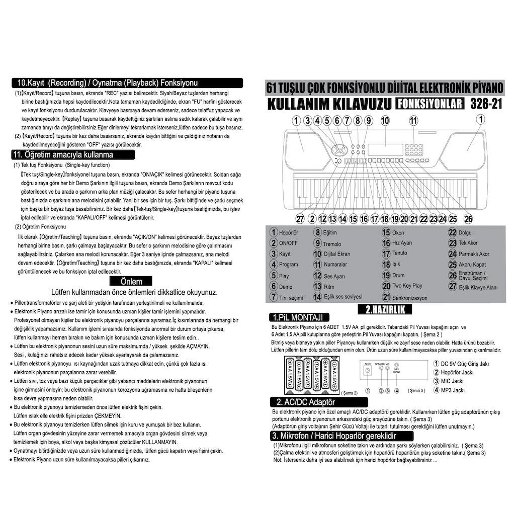 VLEKTRO 61 TUSLU ISIKLI BUYUK BOY ELEKTRONIK GITAR Diğer TFL 328 21