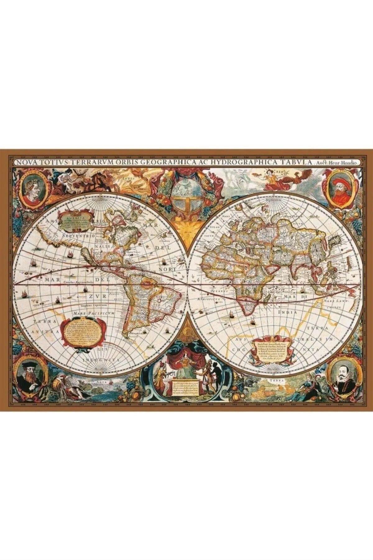 Ks Puzzle 2000 Parça Hendrik Hondius Vintage World Map KS Games KS 22529