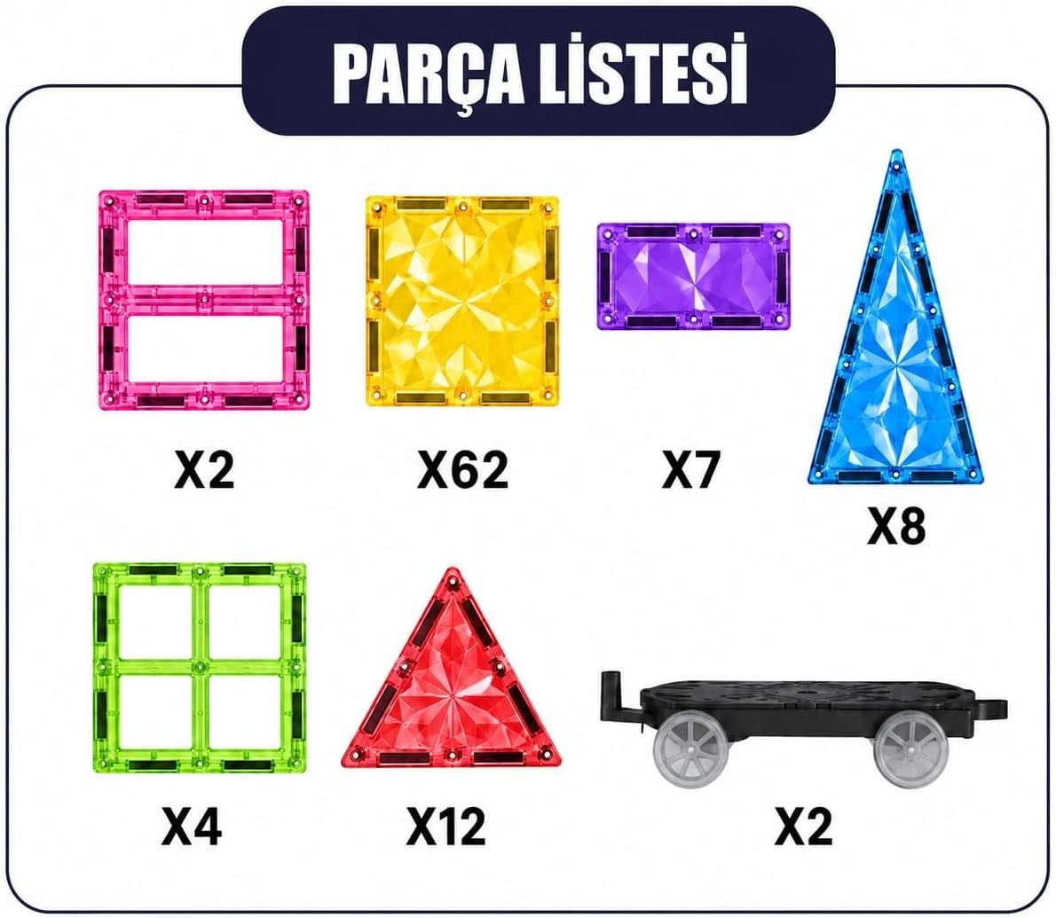 VARDEM 123 PARCA 7.5 CM MANYETIK YAPI BLOKLARI CPL088 Diğer VAR CPL088
