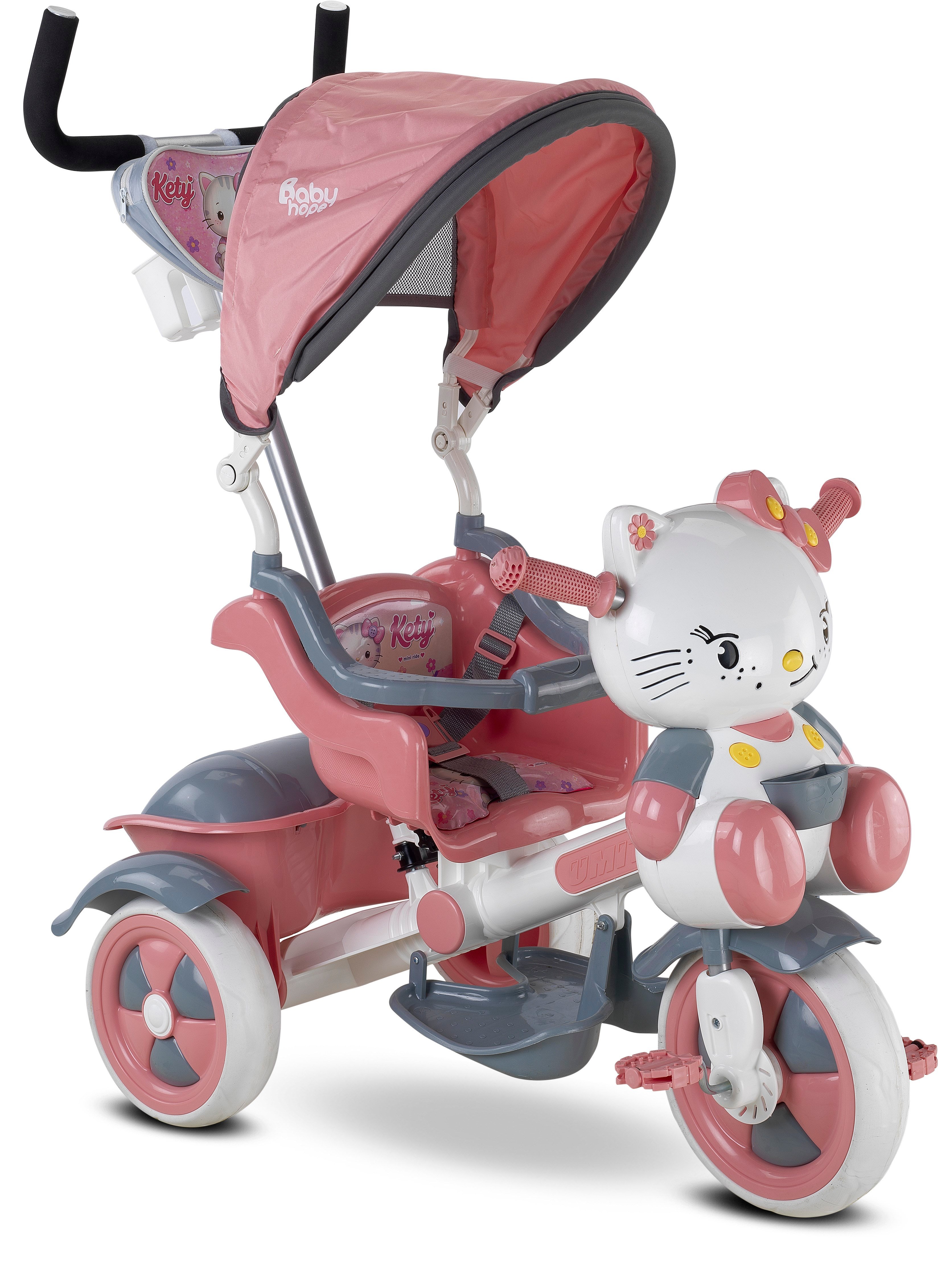 BABYHOPE KETY 3 TEKER KONTROLLU BISIKLET PEMBE-GRI Diğer 135 20 G