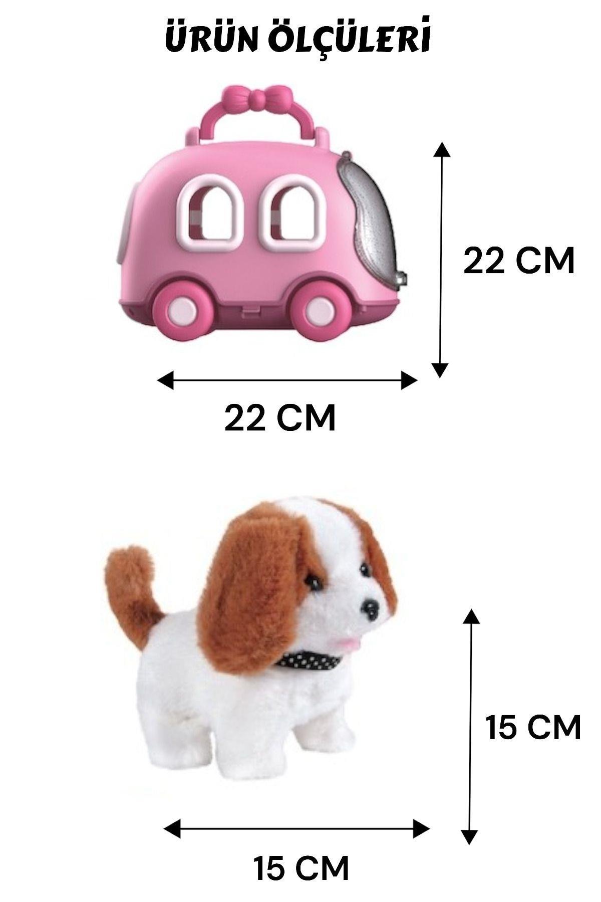 SESLI HAREKETLI KOPEK VE ARABA CANTA KOPEK EVI PEMBE Diğer JND 6802 P