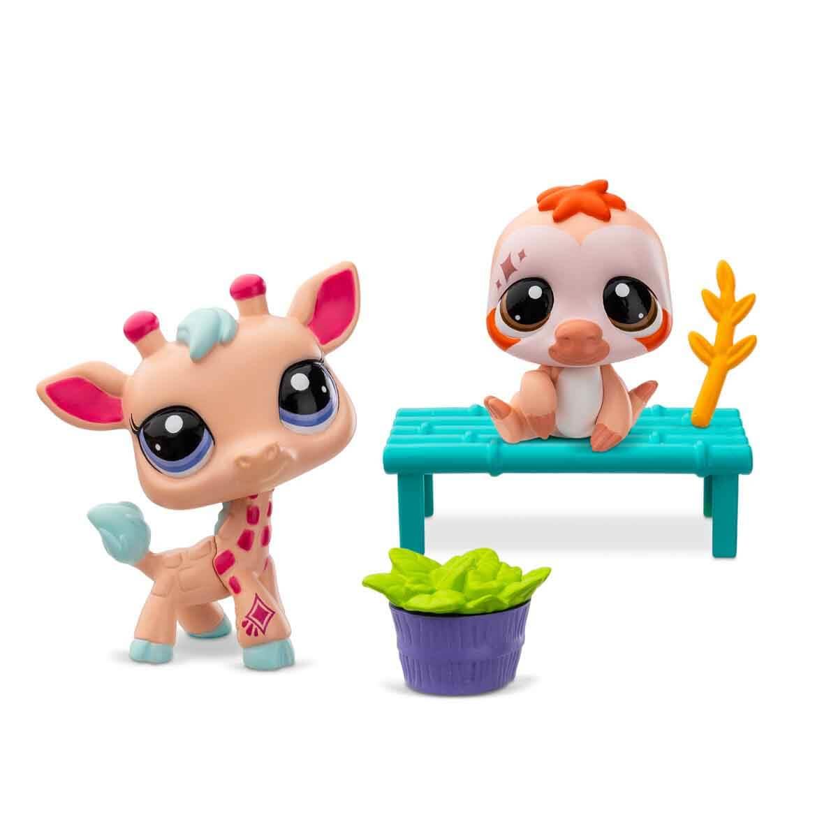 Littlest Pet Shop Minişler 2'li Figür Seti S2 - 92&93 Zürafa ve Tembel Hayvan 00586 Littlest Pet Shop S00586