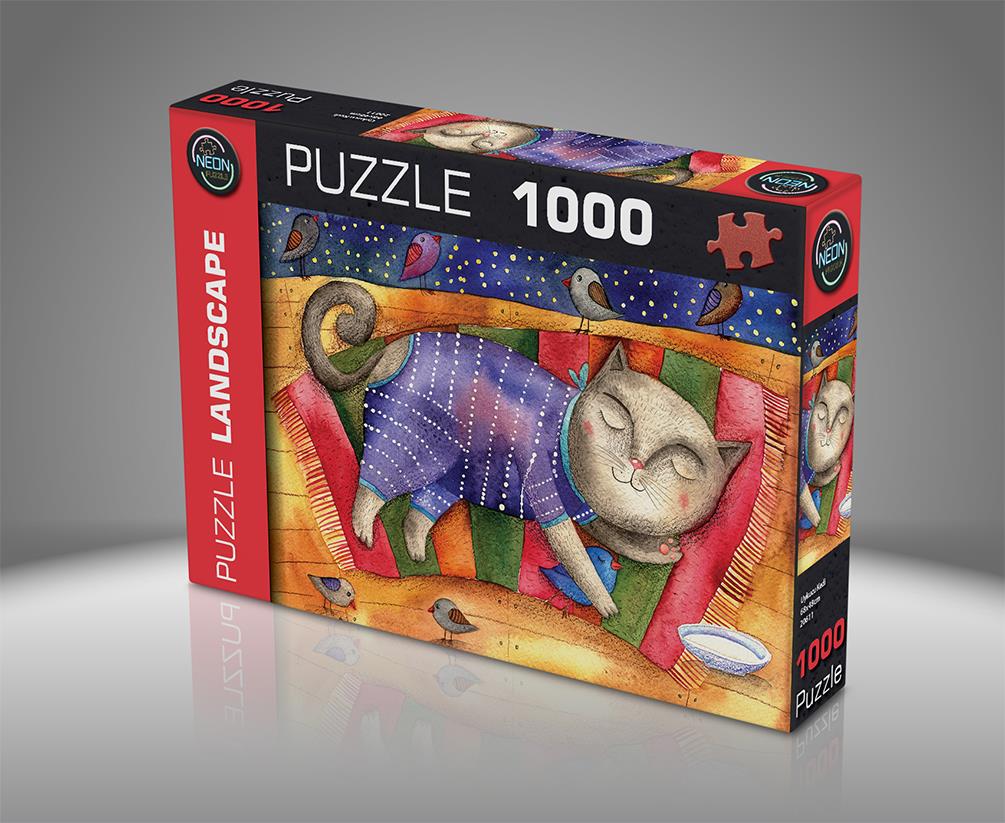 NEON PUZZLE UYKUCU KEDI 1000 PARCA PUZZLE Diğer KS 20611