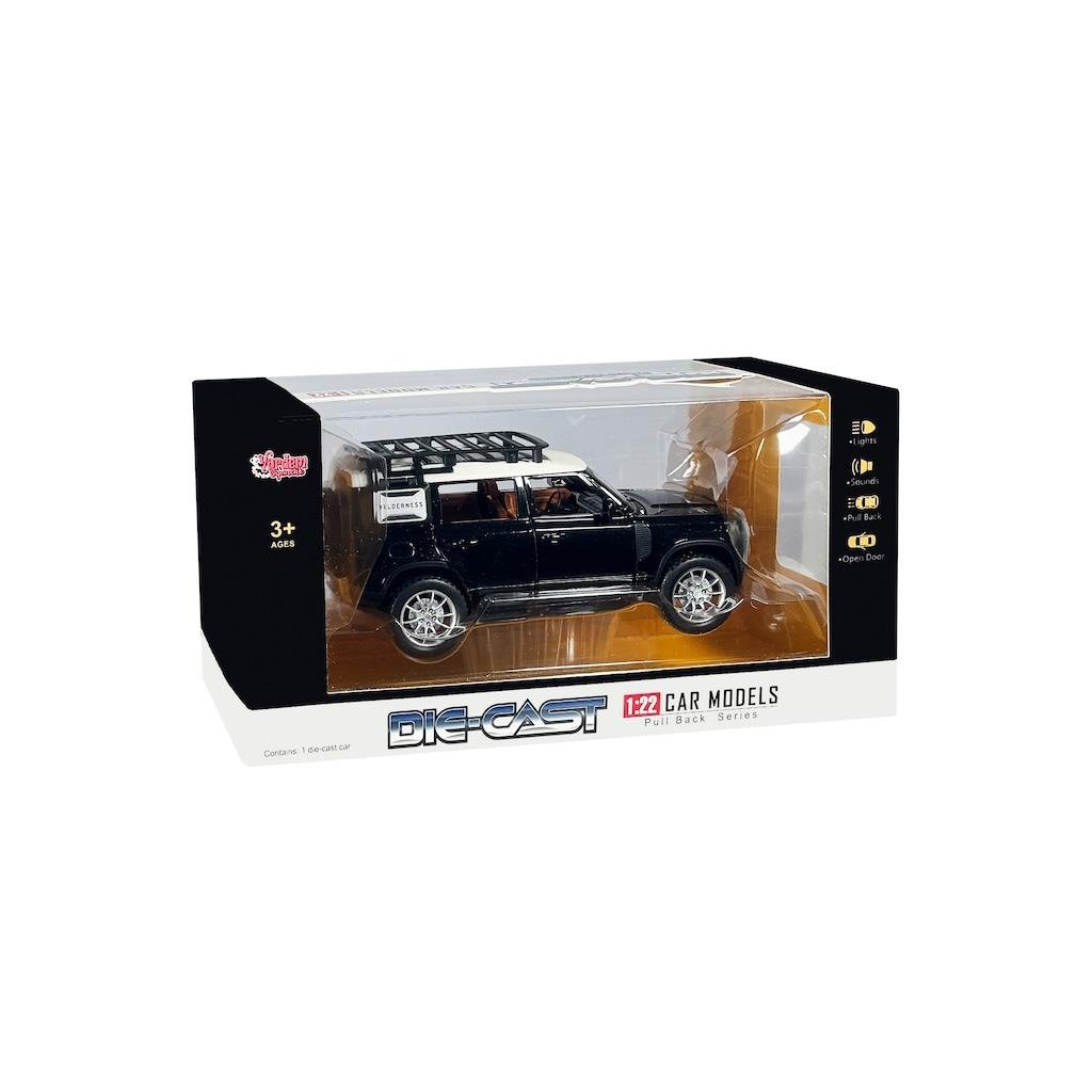 Vardem Kutulu Çek Bırak 1:22 Sesli ve Işıklı Safari Metal Jeep Siyah Vardem VARHCL 910S
