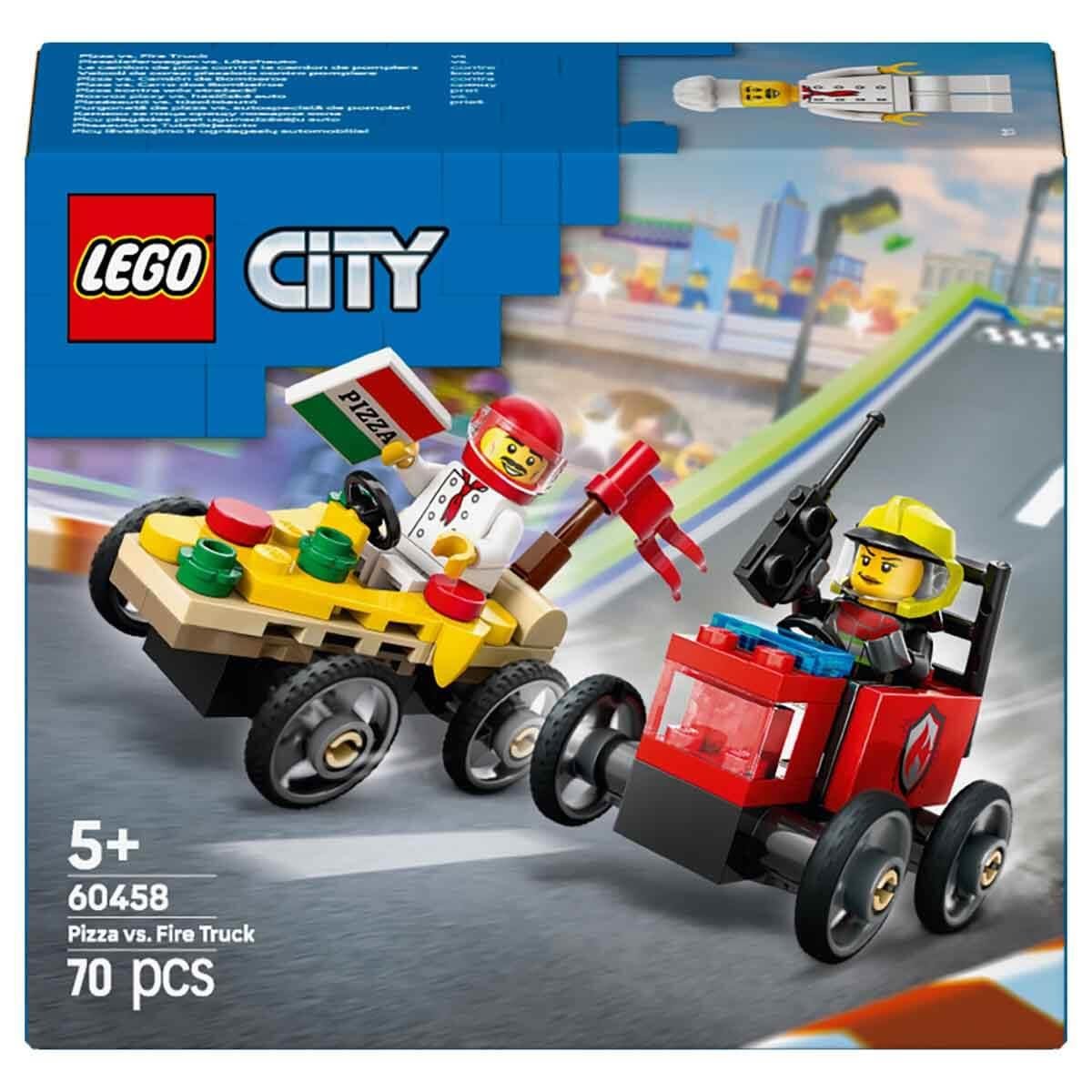 LEGO City Pizza Arabası İtfaiye Kamyonuna Karşı Yarış Arabası Paketi 60458 Lego LSC60458