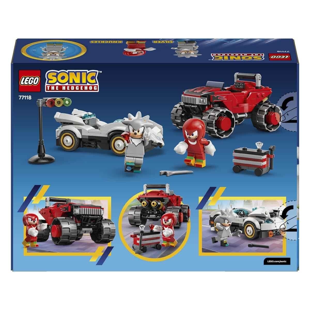 LEGO Sonic The Hedgehog Silver'in Arabası Knuckles'in Canavar Kamyonuna Karşı 77118 Lego LSN77118