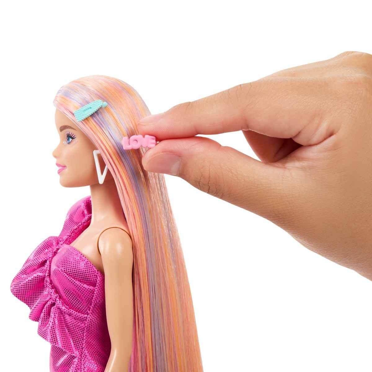 Barbie Upuzun Muhteşem Saçlı Bebekler Pembe Saçlı Bebek JDC85 Barbie JDC85