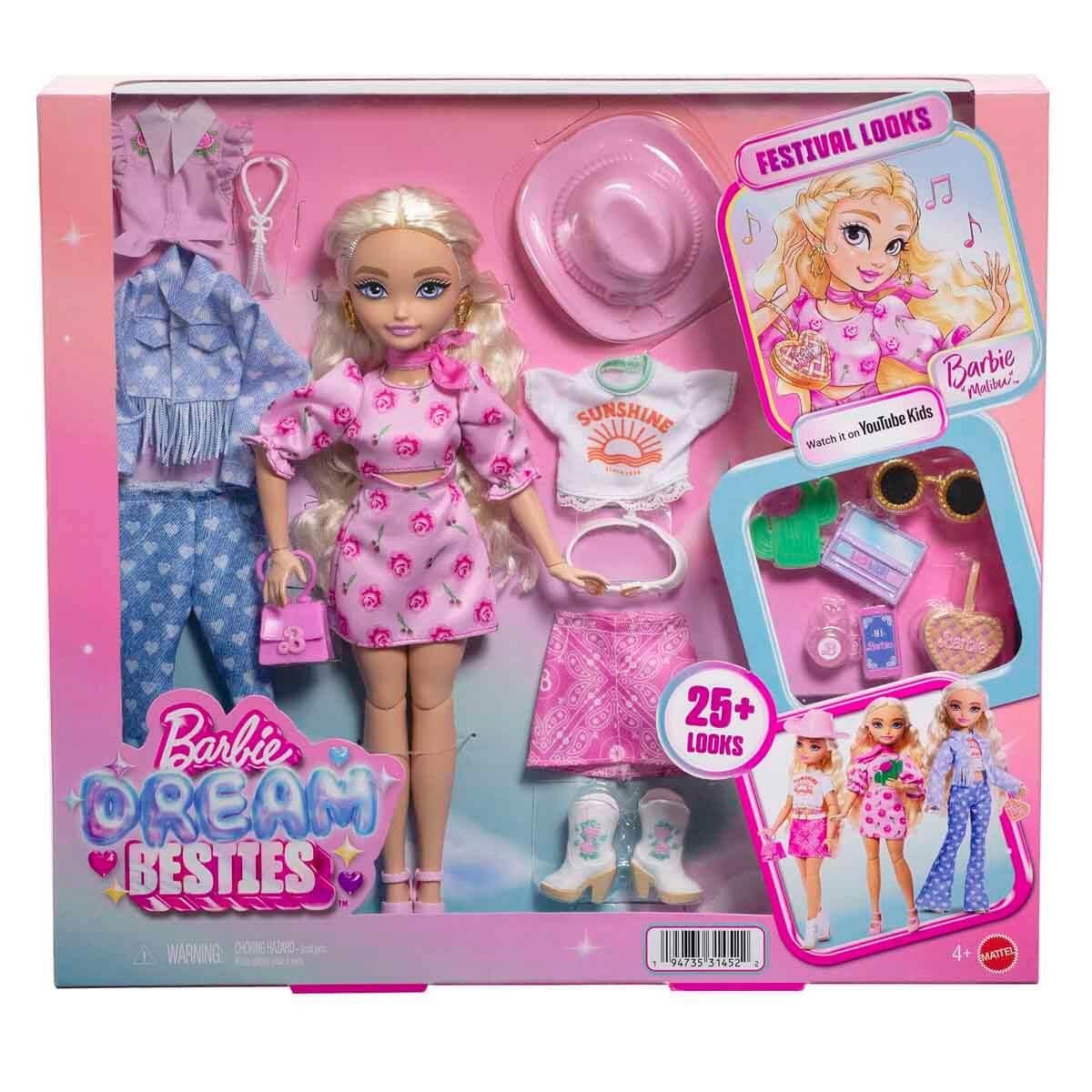BARBIE DREAM BESTIES FESTIVAL KOMBINLERI BARBIE MALIBU BEBEK VE AKSESUARLARI JGH87 Diğer JGH87
