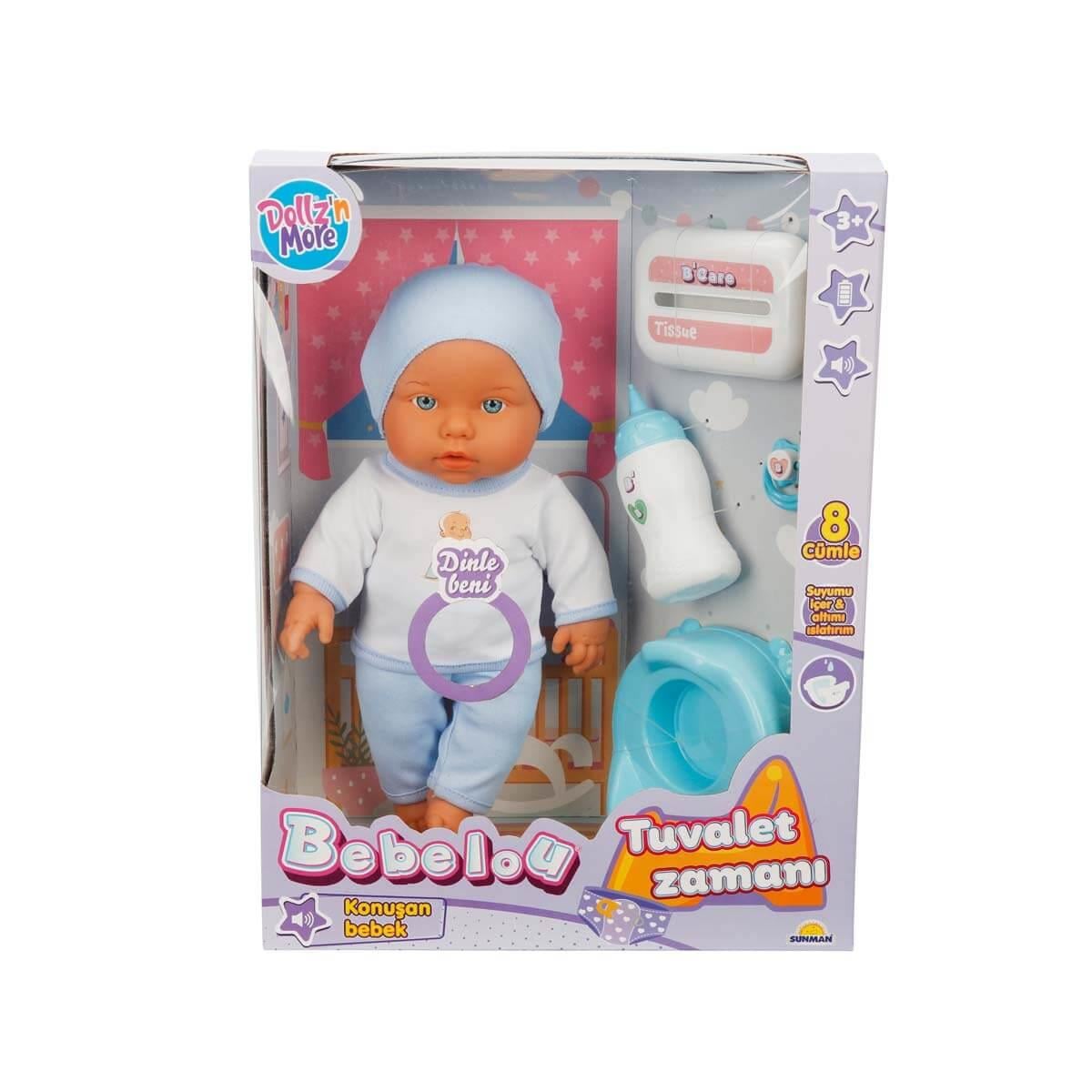 SESLI BEBELOU TUVALET ZAMANI BEBEK SETI 32 CM MAVI S01030141 Diğer S01030141 M