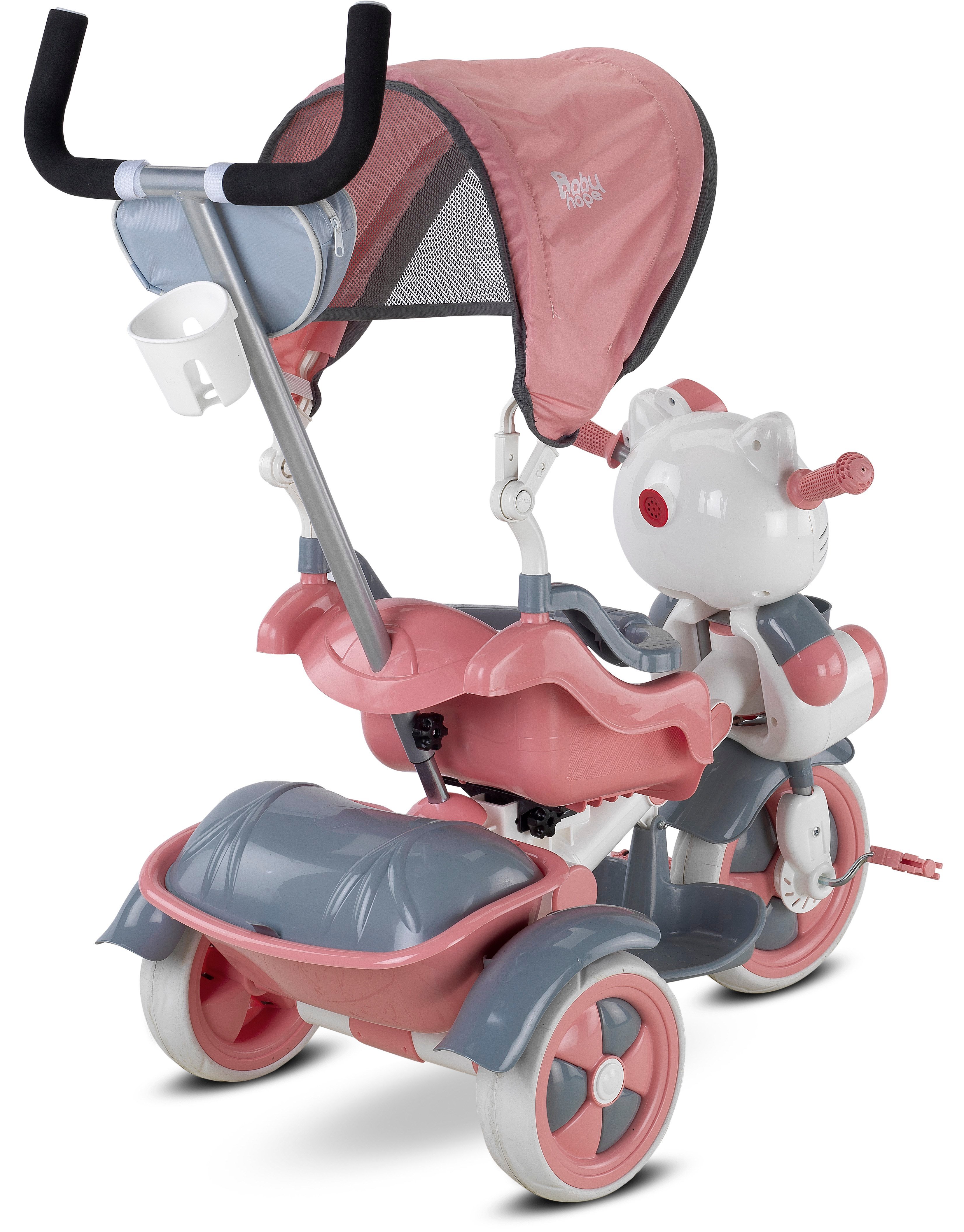 BABYHOPE KETY 3 TEKER KONTROLLU BISIKLET PEMBE-GRI Diğer 135 20 G