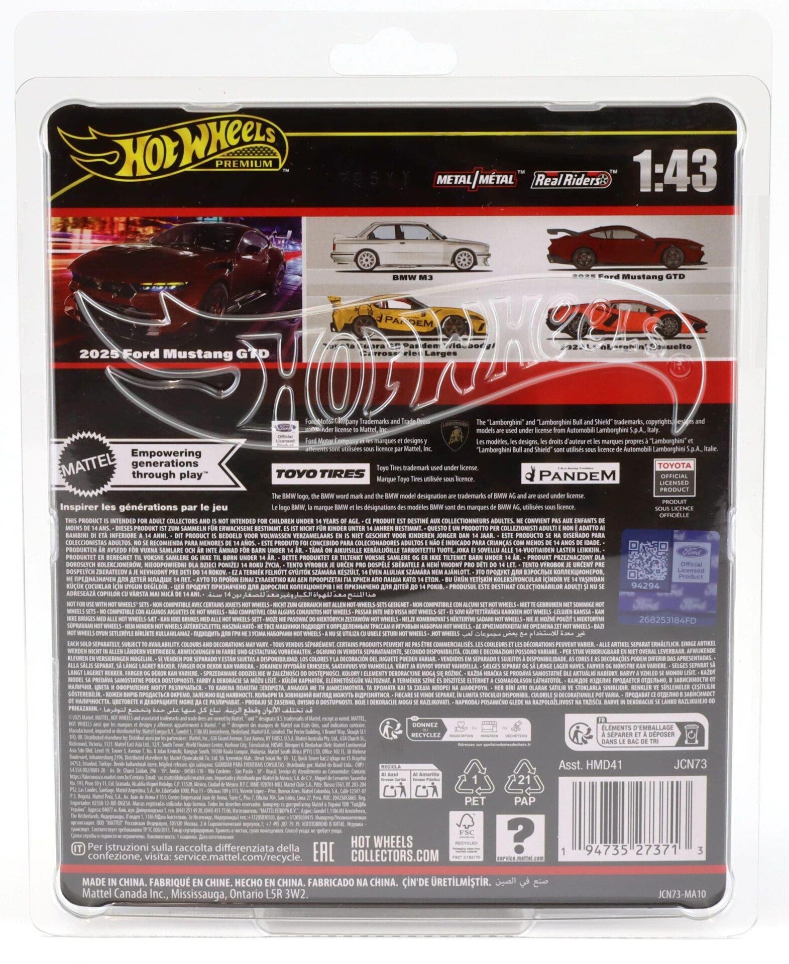HOT WHEELS 1:43 PREMIUM ARABALAR 2025 FORD MUSTANG GTD HMD41-JCN73 Diğer JCN73