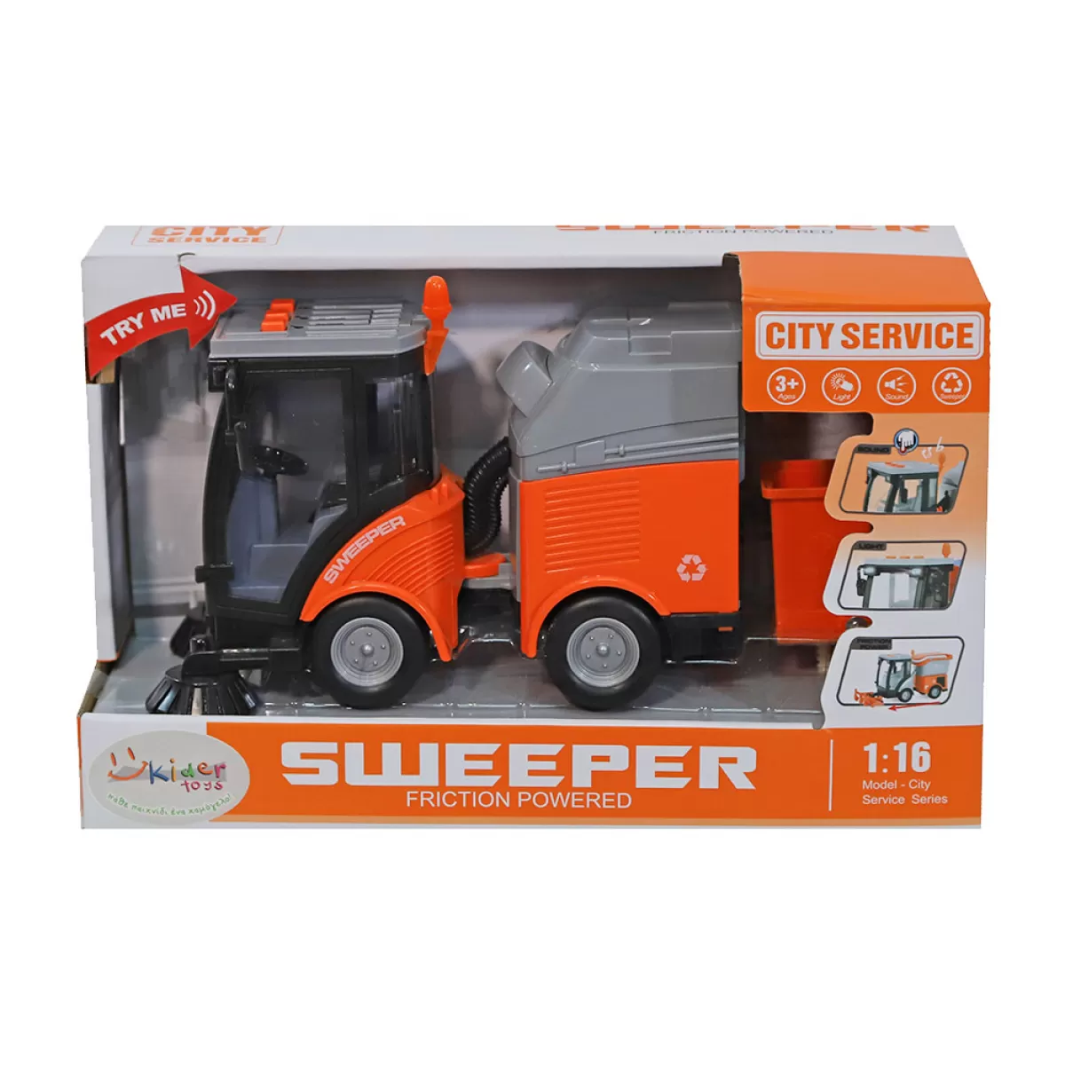 1:16 City Service Sesli ve Işıklı Temizlik Aracı WY680A Kızılkaya KZL WY680A