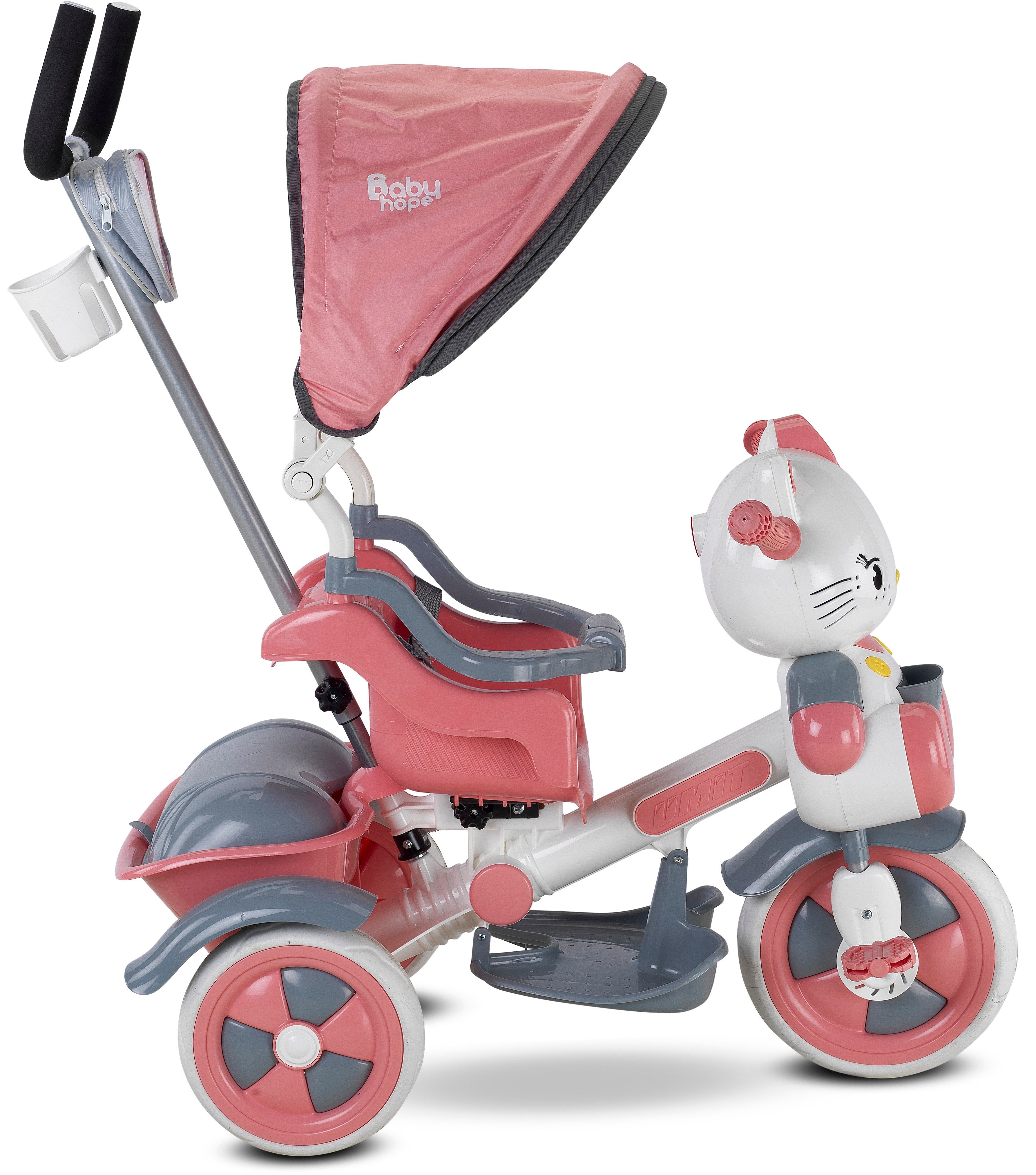 BABYHOPE KETY 3 TEKER KONTROLLU BISIKLET PEMBE-GRI Diğer 135 20 G