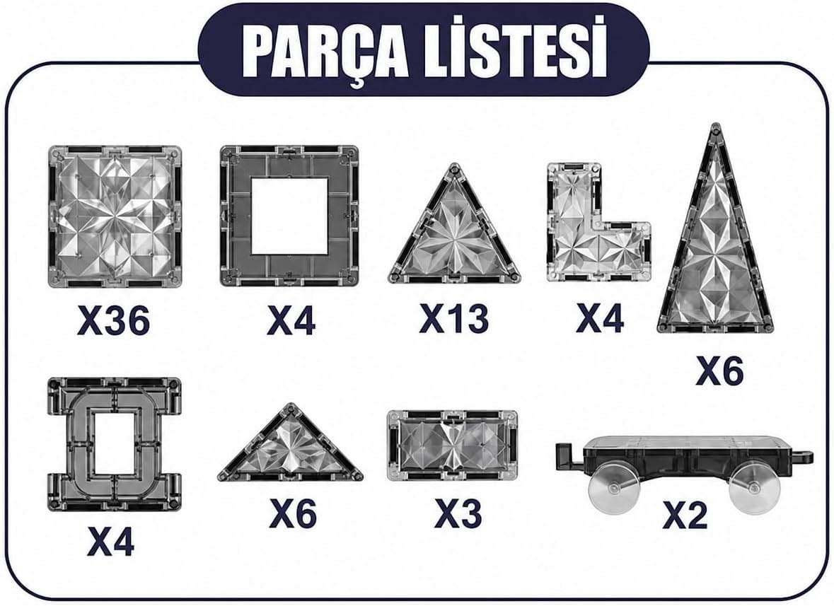 VARDEM 78 PARCA 7.5 CM MANYETIK YAPI BLOKLARI CPL101 Diğer VAR CPL101