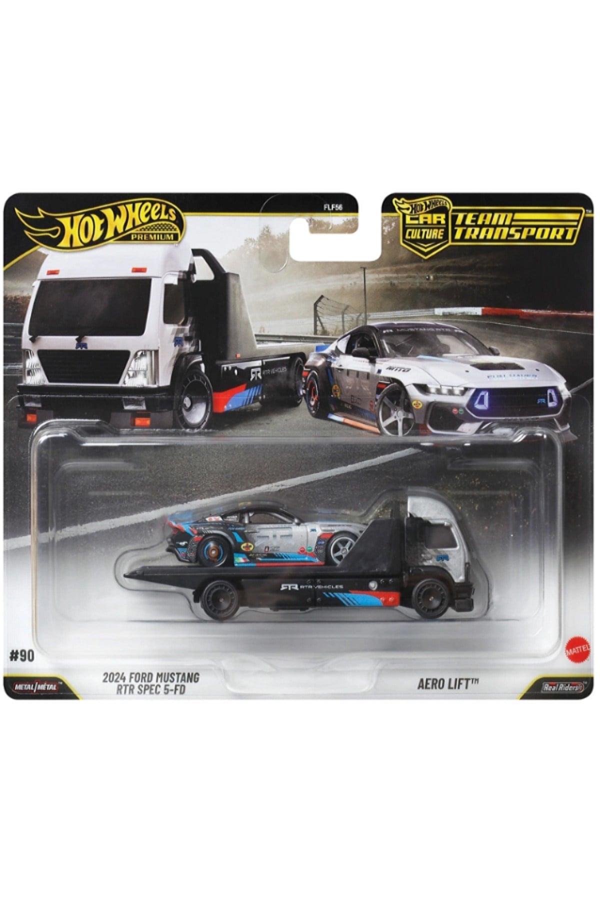 Hot Wheels Team Transport 2024 Ford Mustang RTR Spec 5 FD & Aero Lift FLF56-JHX92 Hot Wheels JHX92