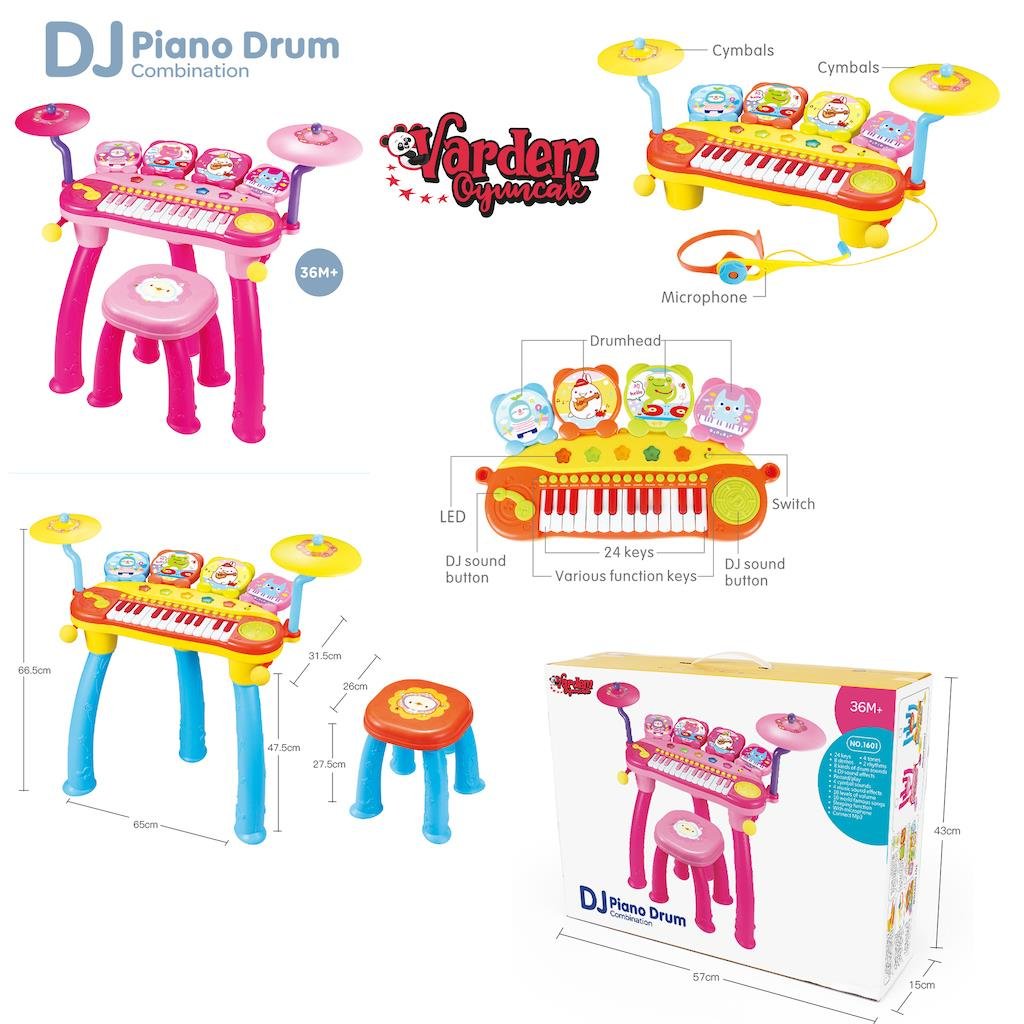 24 TUSLU DJ PIYANO DAVUL MP3 VE MIKROFONLU Diğer BAO 1601
