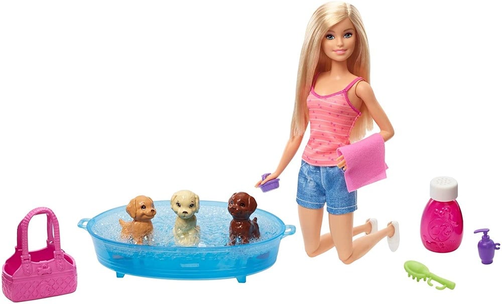 Barbie Bebek ve Aksesuarları 3 Yavru Köpekli Oyun Seti GDJ37 Barbie GDJ37