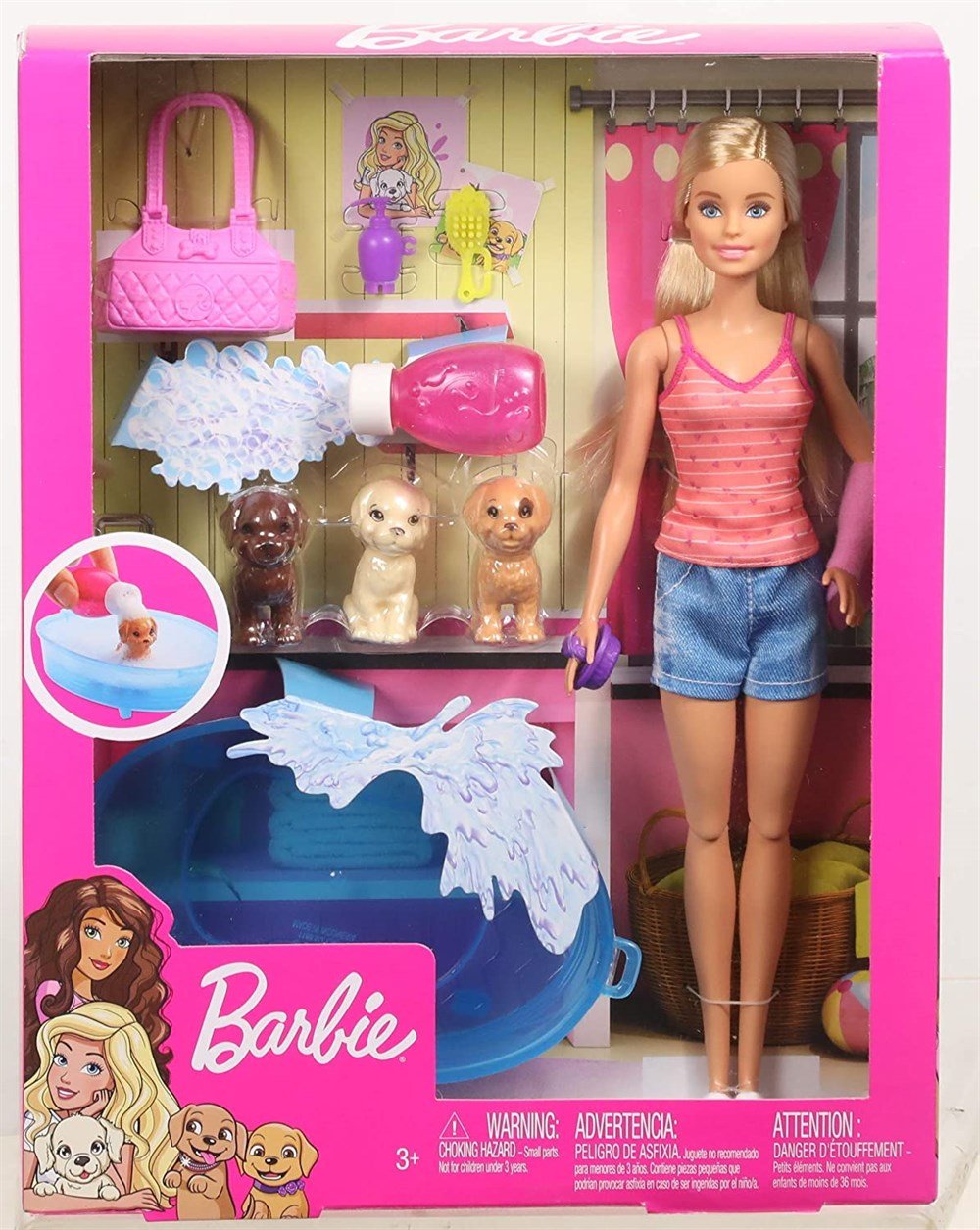 Barbie Bebek ve Aksesuarları 3 Yavru Köpekli Oyun Seti GDJ37 Barbie GDJ37