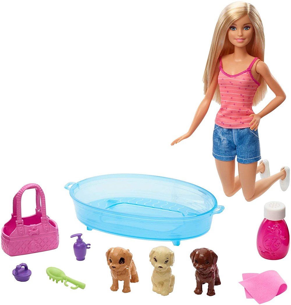 Barbie Bebek ve Aksesuarları 3 Yavru Köpekli Oyun Seti GDJ37 Barbie GDJ37