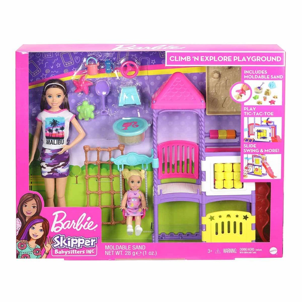 Barbie Bebek Bakıcısı Skipper ve Oyun Parkındaki Bebekleri Seti GHV89 Barbie GHV89