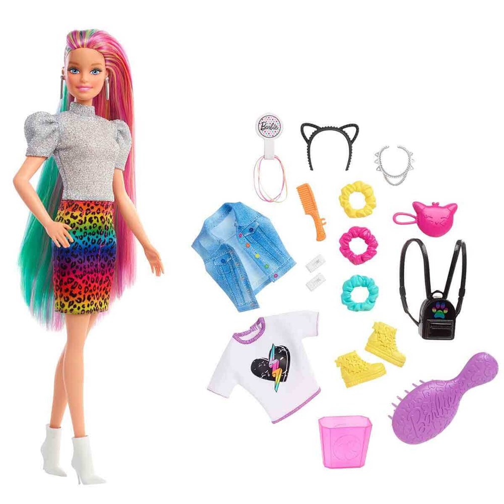 Barbie Leopar Desenli Saçlar Bebeği GRN81 Barbie GRN81
