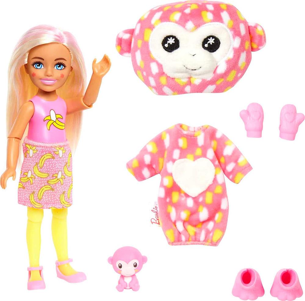 Barbie Cutie Reveal Bebekler Chelsea Tropikal Orman Serisi Maymun HKR12-HKR14 Barbie HKR14