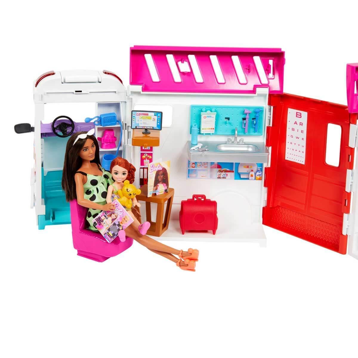 Barbie Dönüşen Ambulans ve Klinik Oyun Seti HKT79 Barbie HKT79